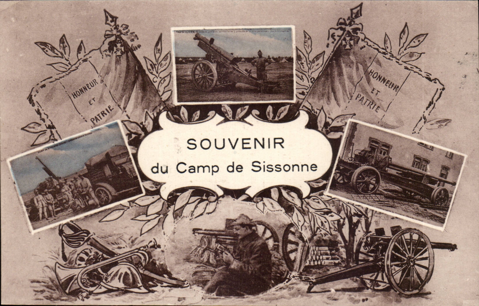 Sissonne - Souvenir of the Camp of Sissonne - militaria - soldier - gun CPA