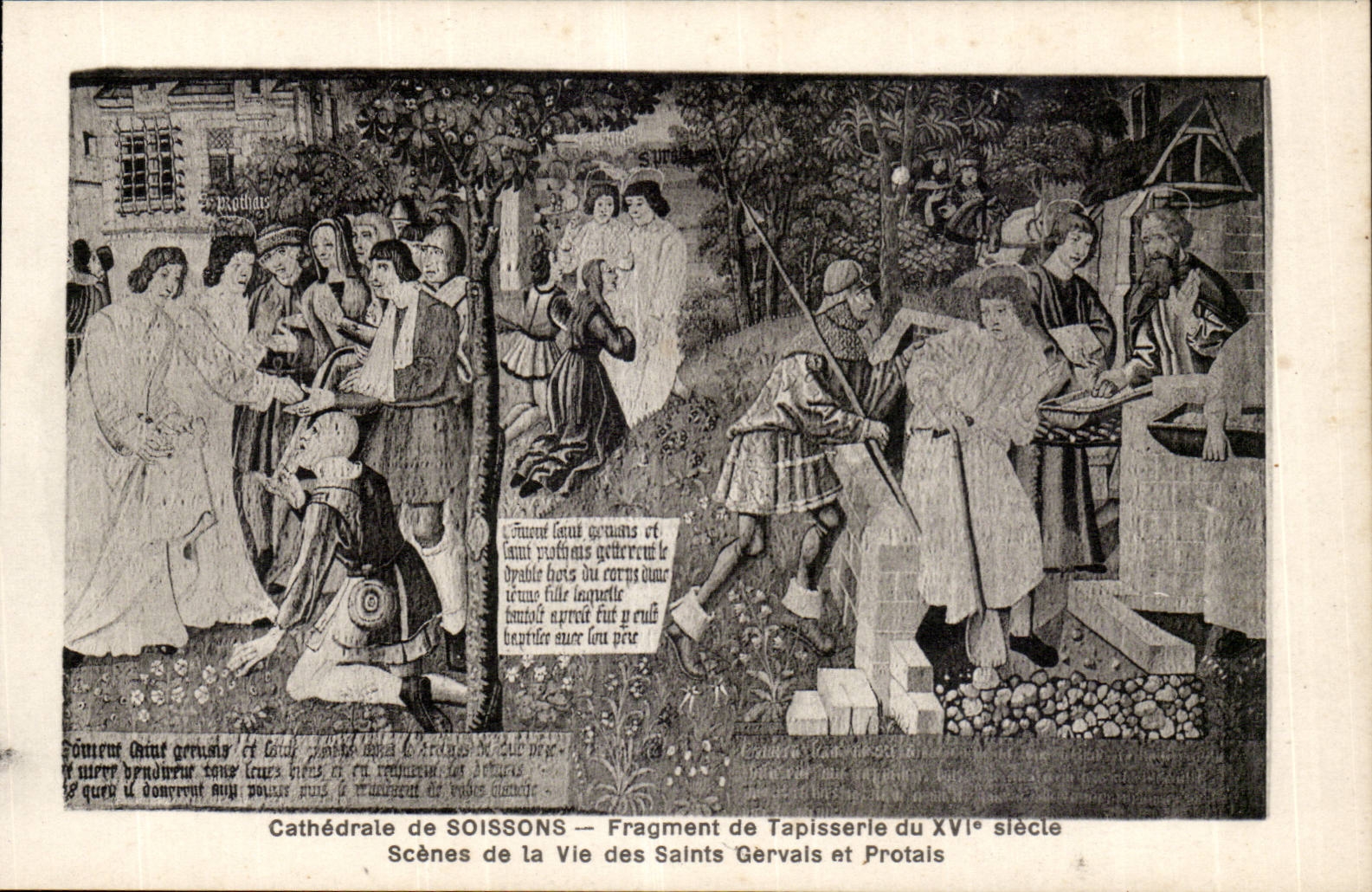CPA Cathedral of Soissons Fragment of tapestry Scenes of the life of the Saints GErvais and Protais