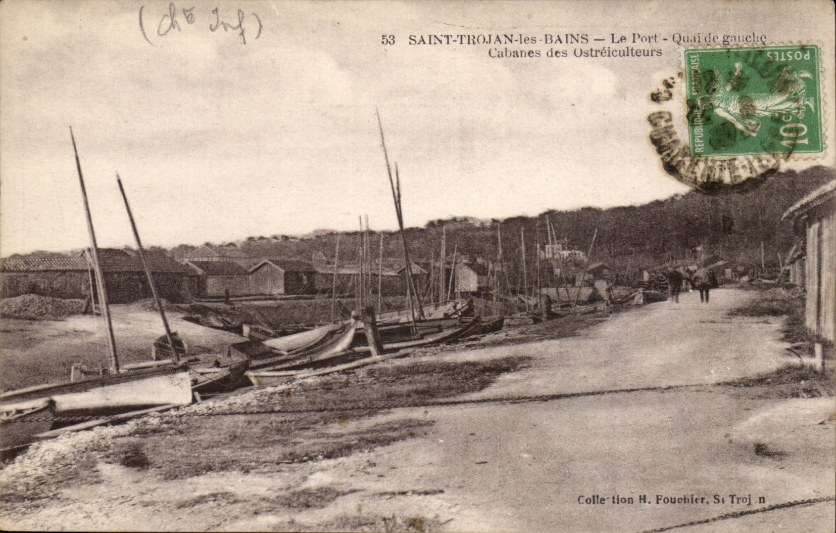Saint Thouan les Bains CPA der PortQuay der linken Hutten der Austerenzuchter (sinned)