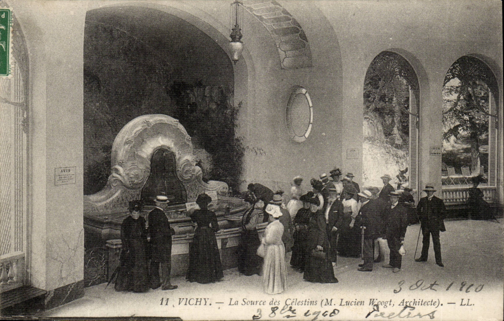 Vichy CPA the source of CElestins (Mr Lucien Woogt architect)