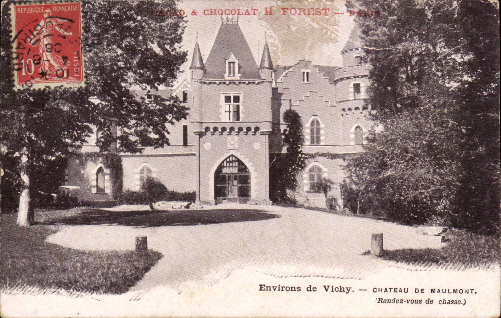 Surroundings of Vichy CPA Castle of Maulmont (return of hunting)