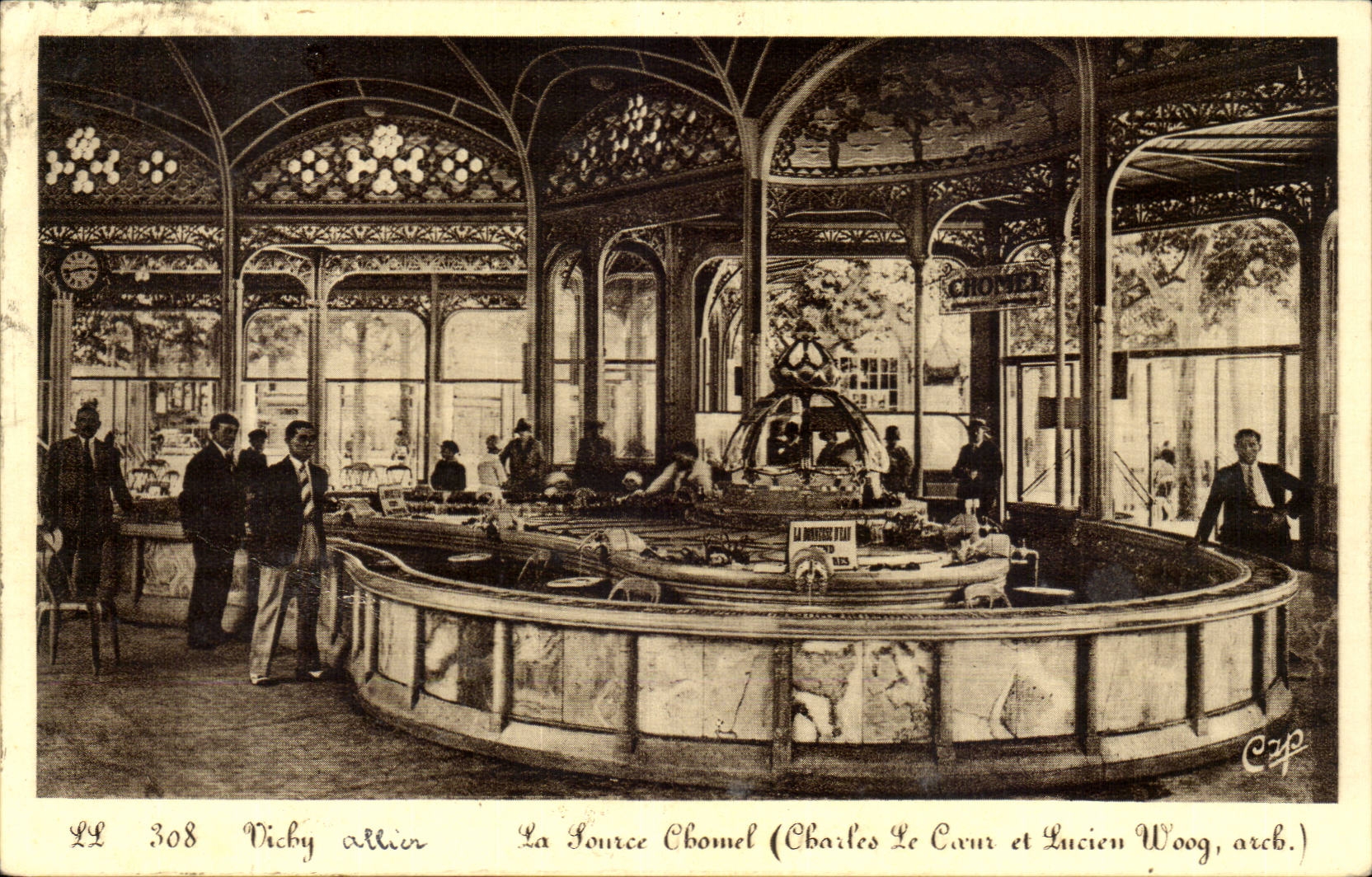 Vichy CPA the source Chomel (Charles the Heart and Lucien Woogt)