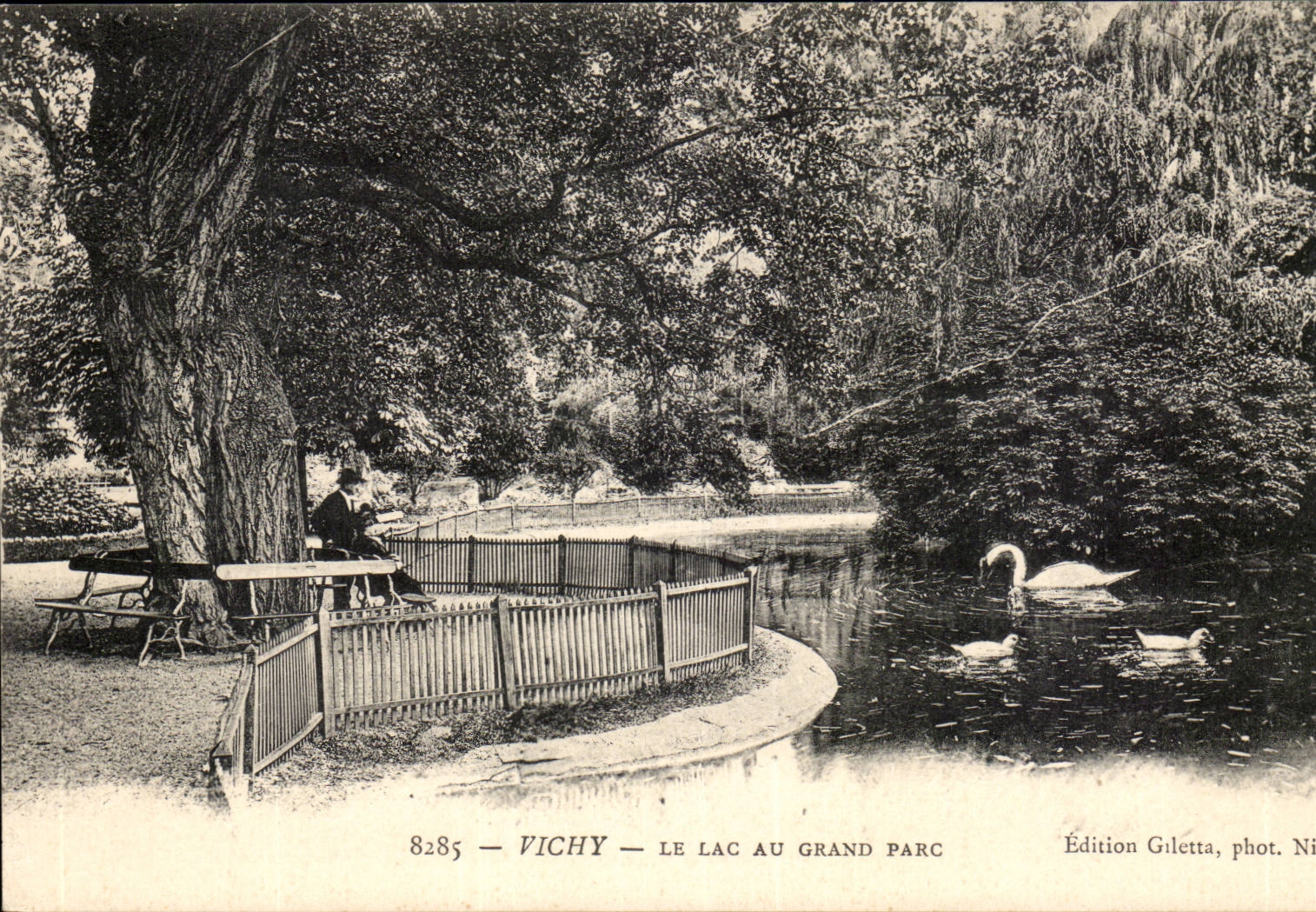Vichy CPA the lake with the large park