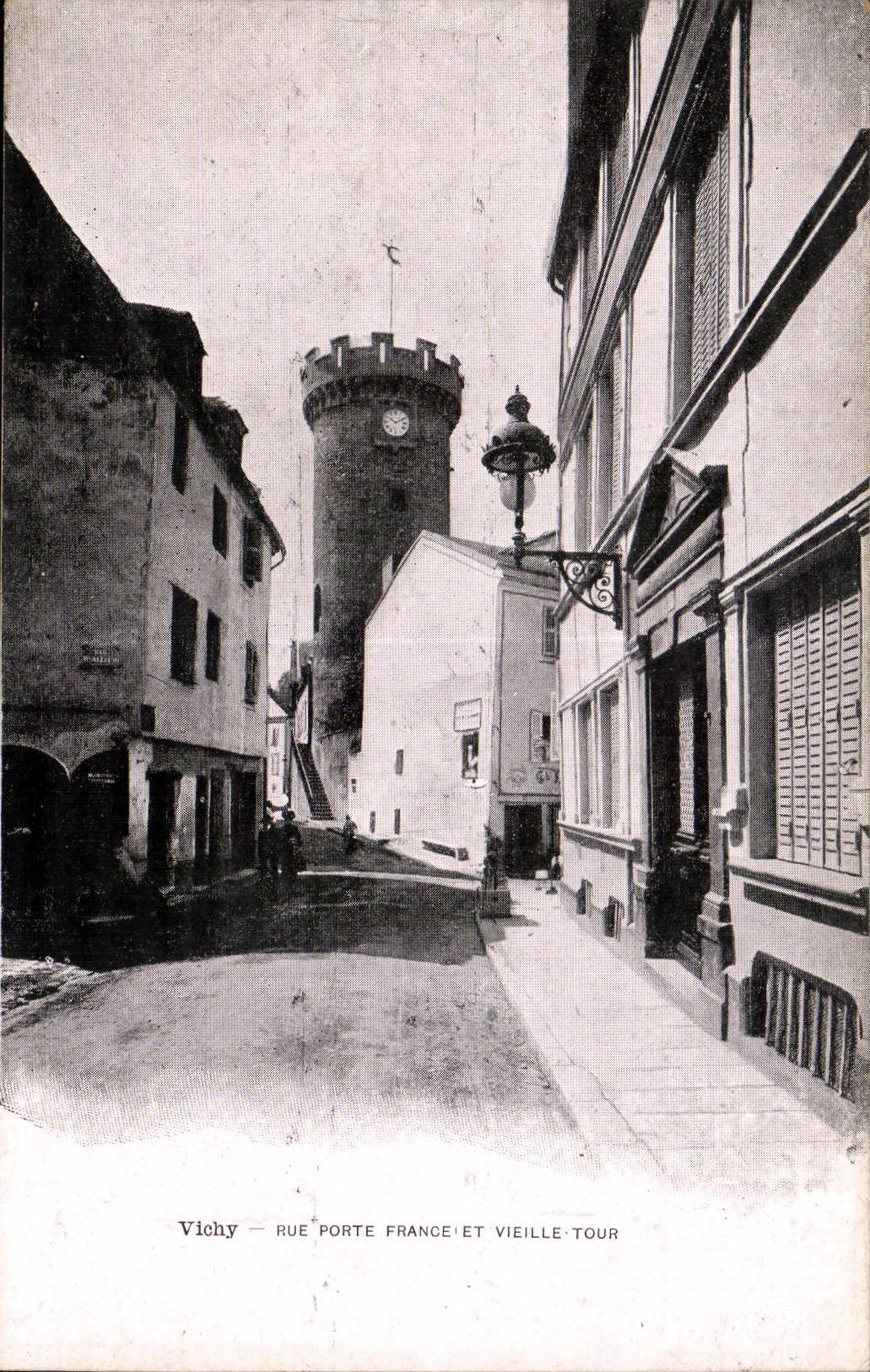 Vichy CPA Street Gate France and Old woman tower