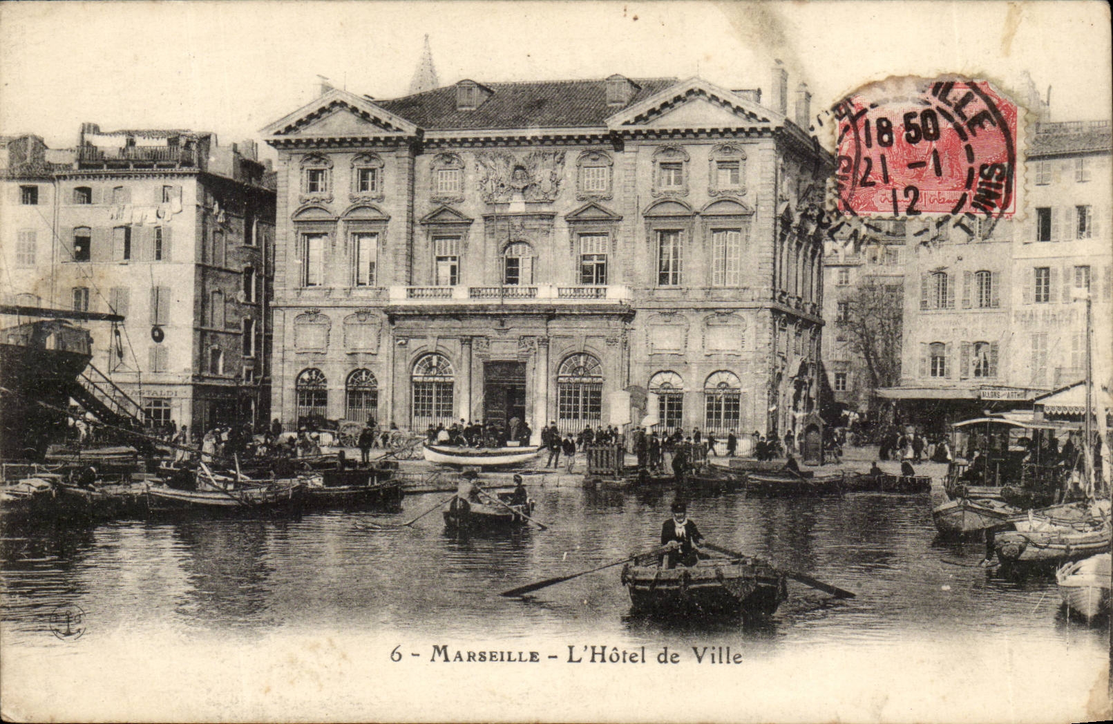 Marseille - L'Hotel de Ville - bateau - CPA 