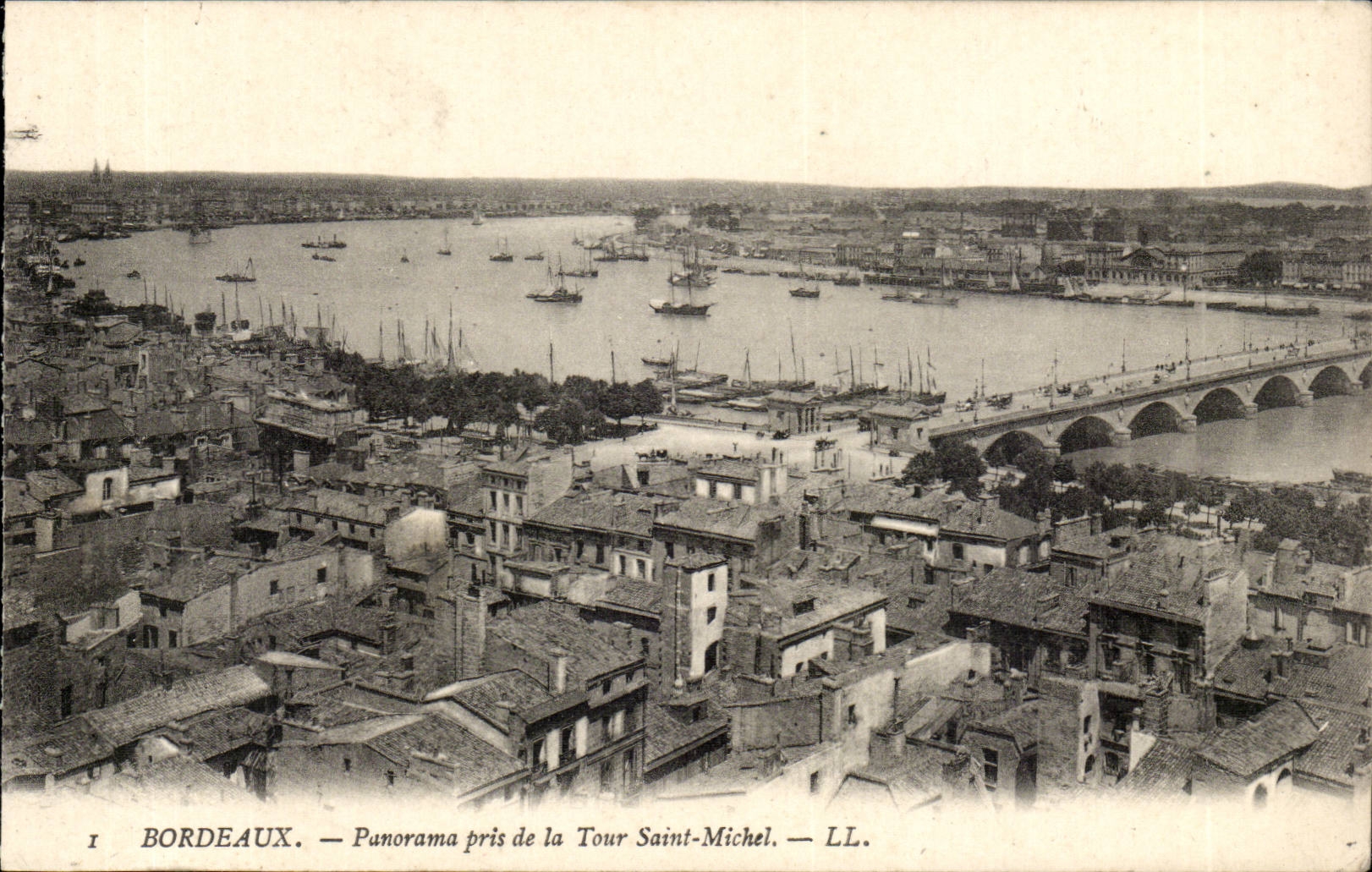 Bordeaux - Panorama taken of the Tower Saint Michel - CPA
