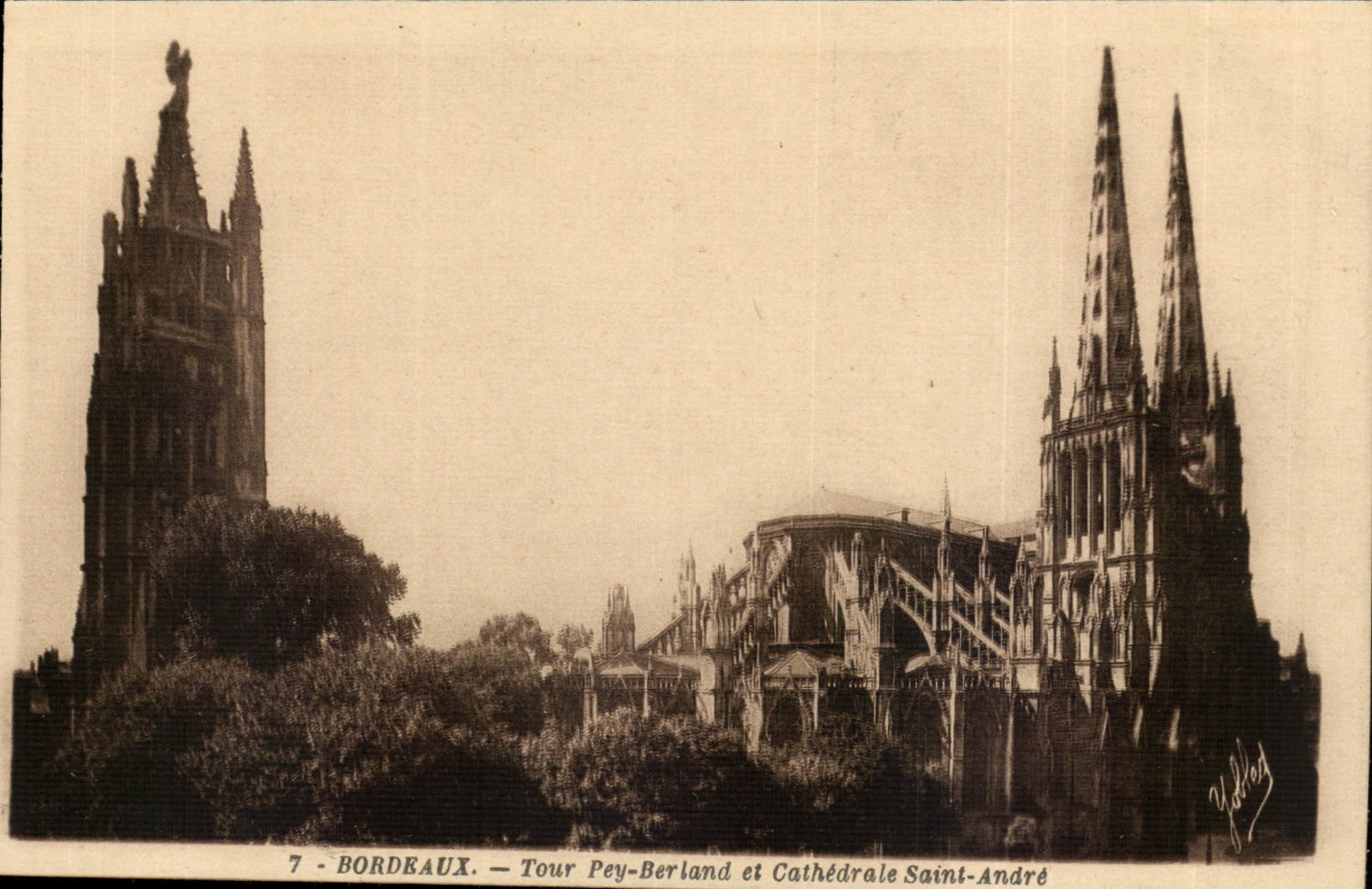 Bordeaux - Turn Pey Berland and Cathedrale Saint Andre - CPA