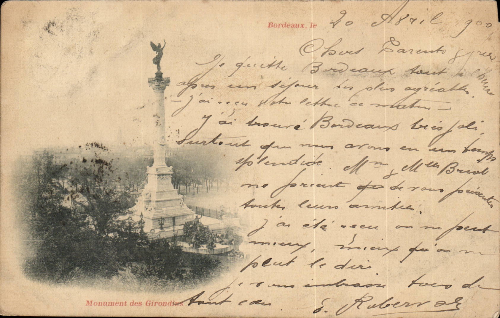 Bordeaux - Monument of Girondes - CPA