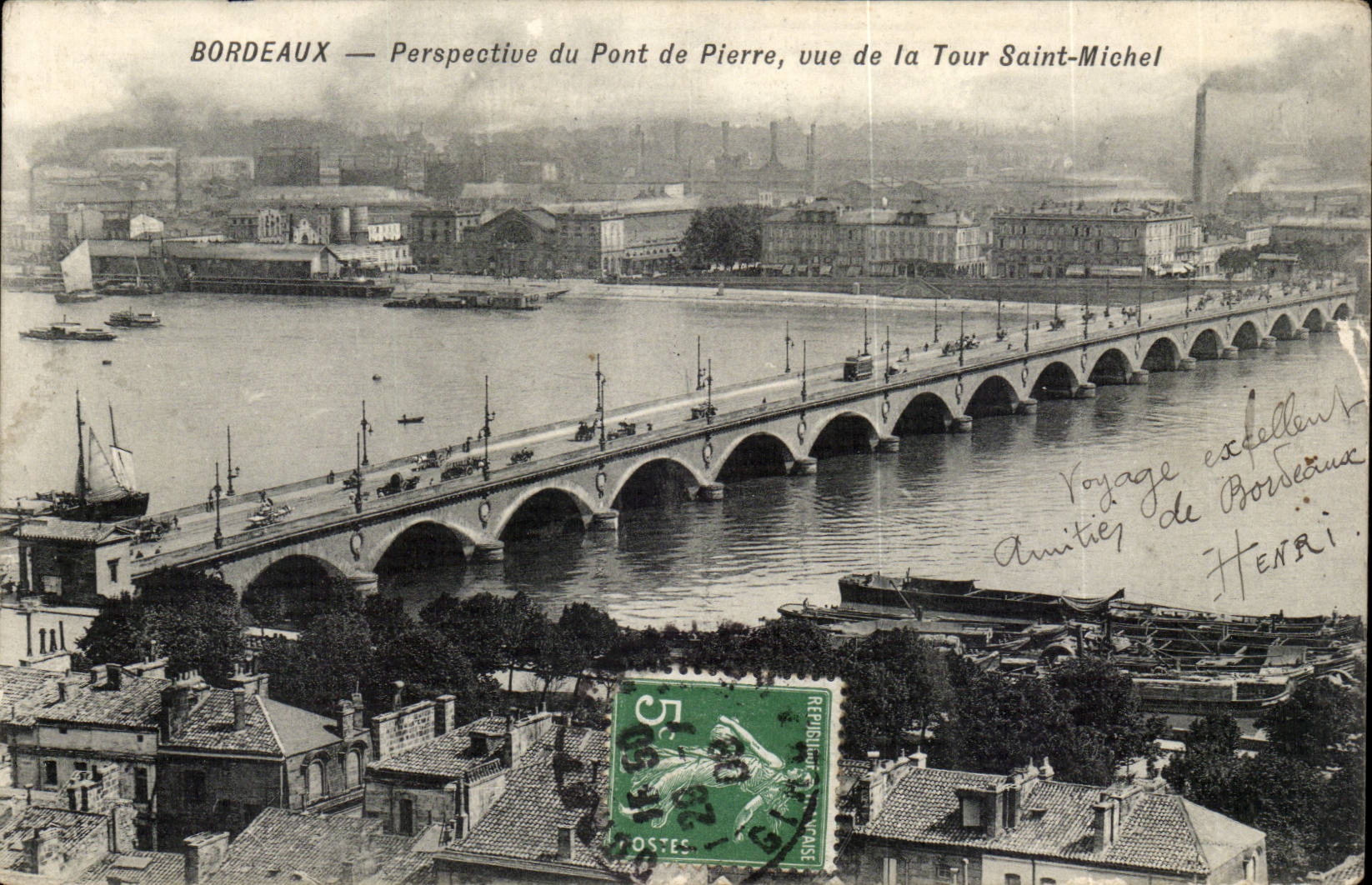 Bordeaux - View of the Pierre Bridge seen of the Tower Michel Saint - CPA