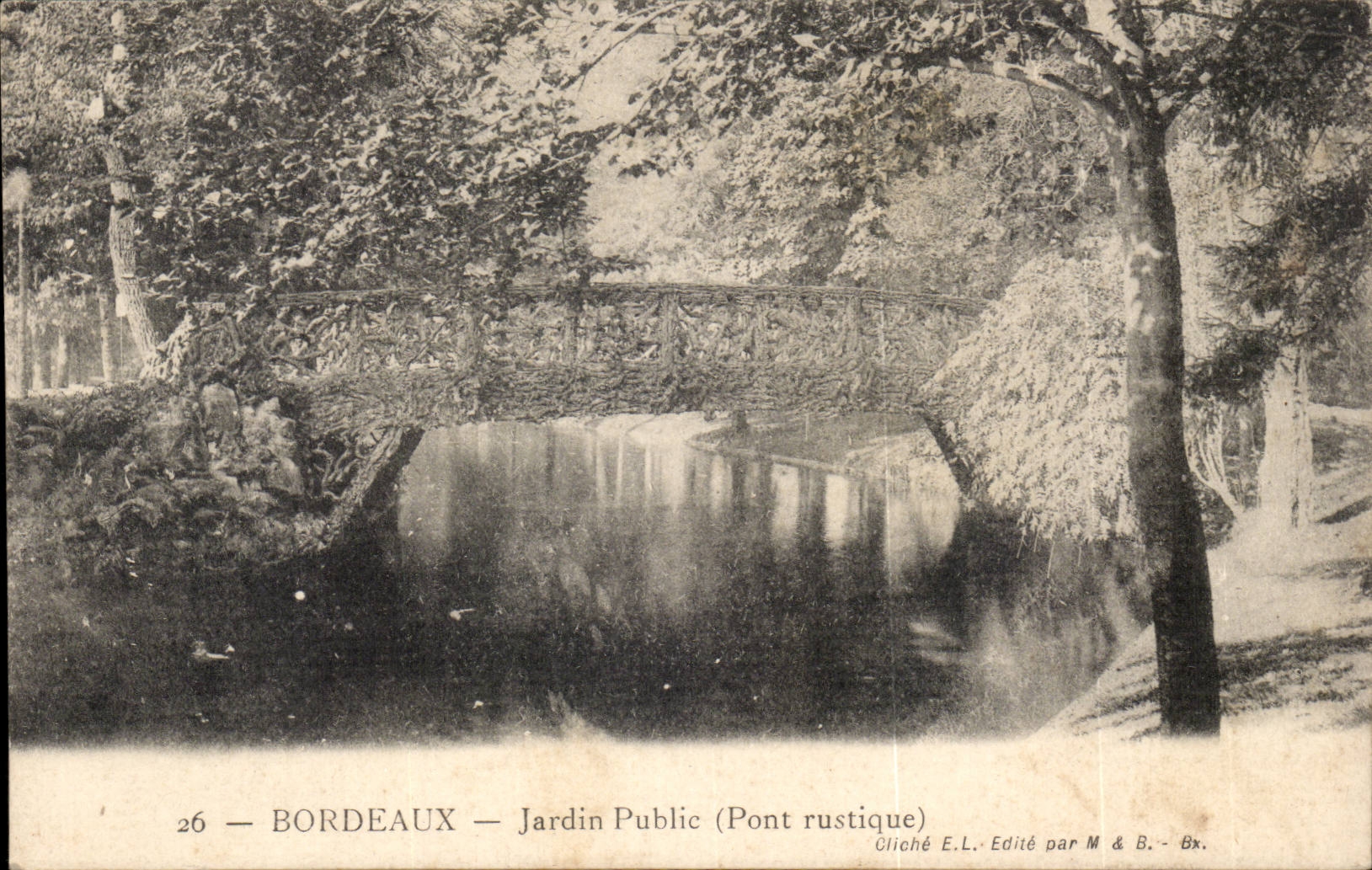Bordeaux - rustic Public garden Bridge - CPA