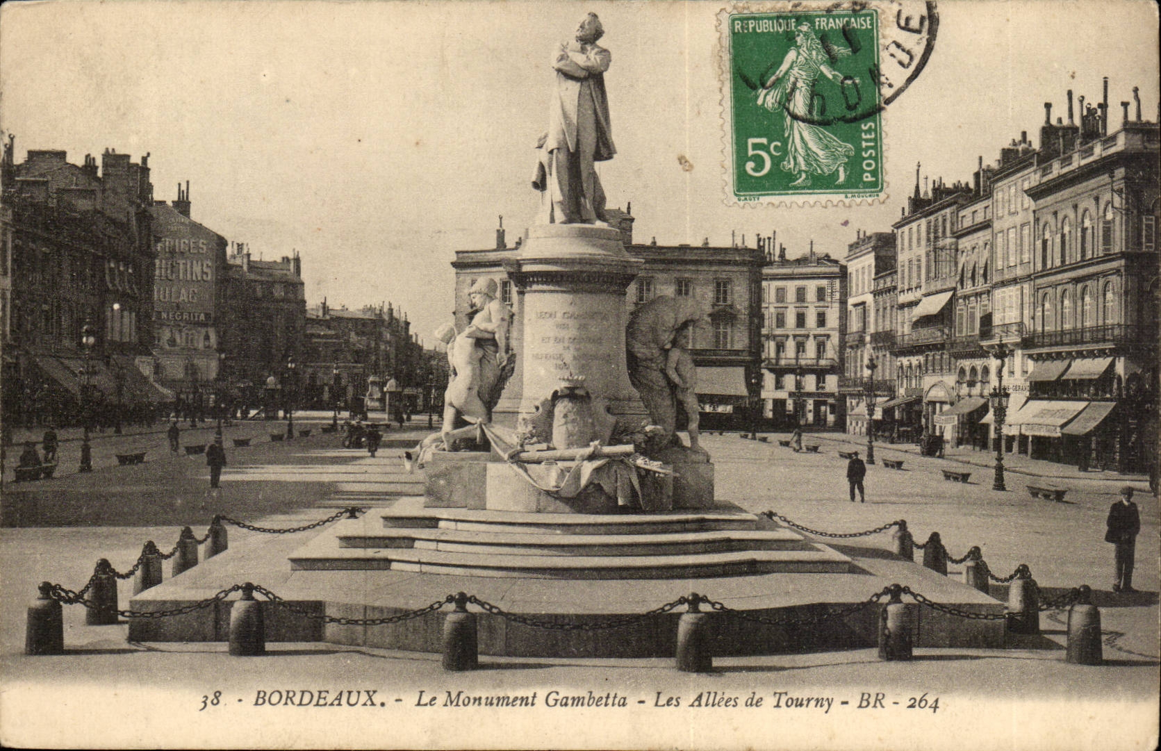 Bordeaux - the Monument gambetta Alleys of Tourny - CPA