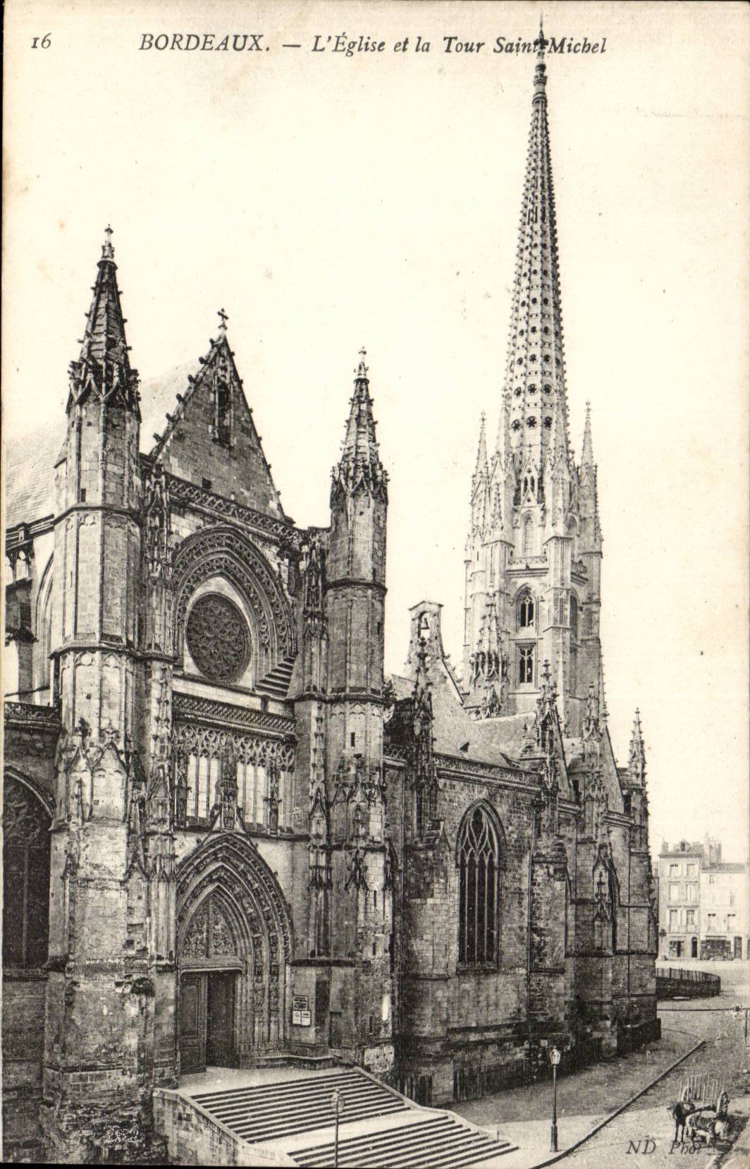 Bordeaux - Church and the Tower Saint Michel - CPA