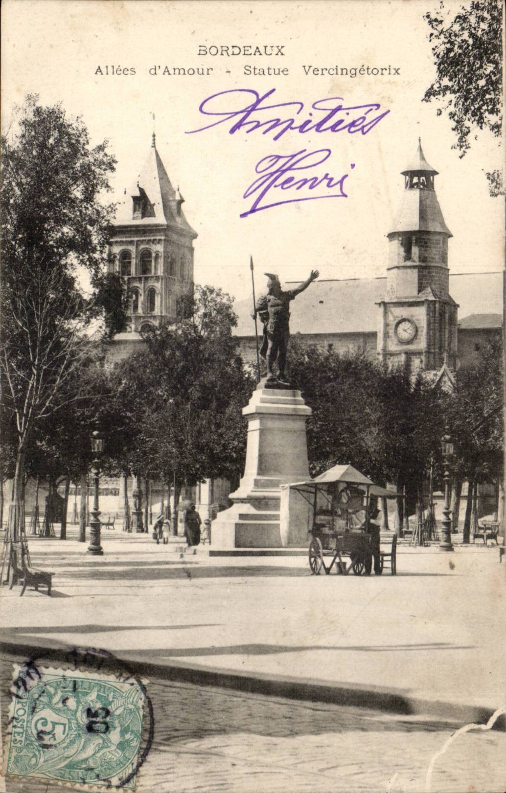 Bordeaux - Alleys D Love Statue Vercingetorix - CPA