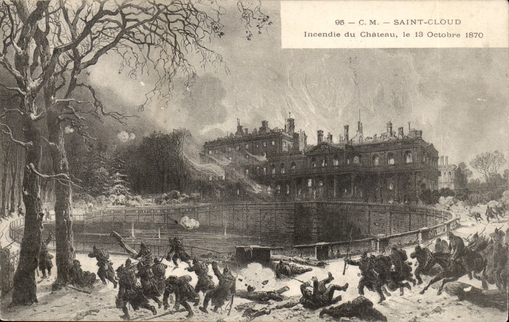 Saint Cloud CPA Incendie du chateau le 13 octobre 1870