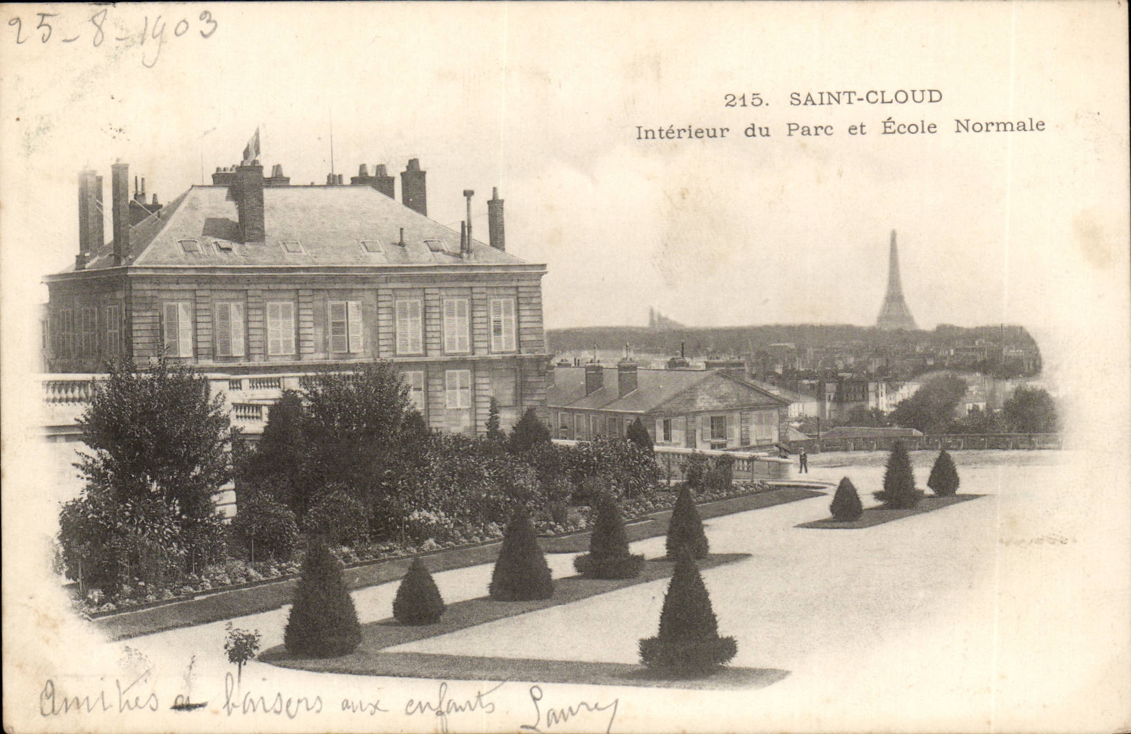 Saint Cloud CPA Interieur du parc et Ecole Normale (Tour Eiffel)
