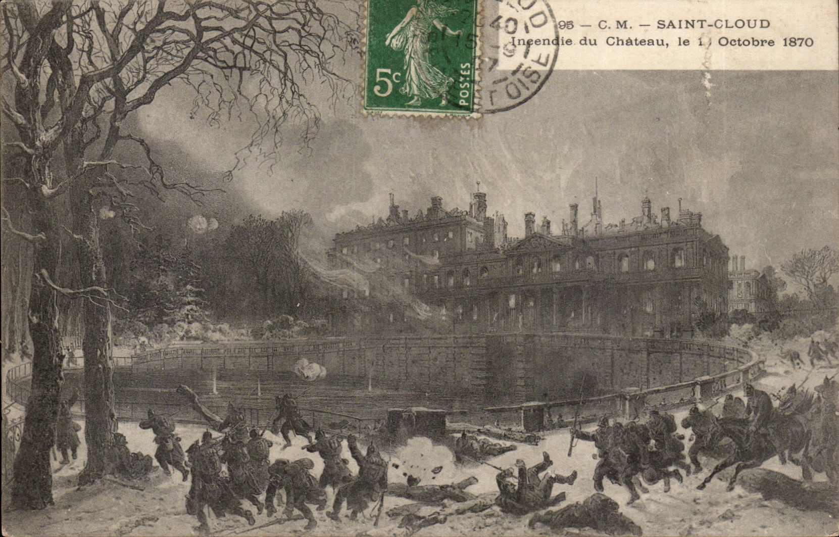 Saint Cloud CPA Incendie du chateau 13 octobre 1870