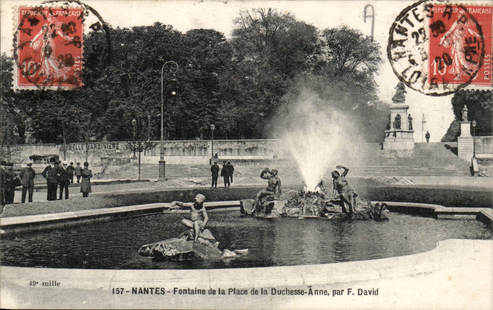 Nantes CPA Fountain of the place of the Duchess Anne by F David
