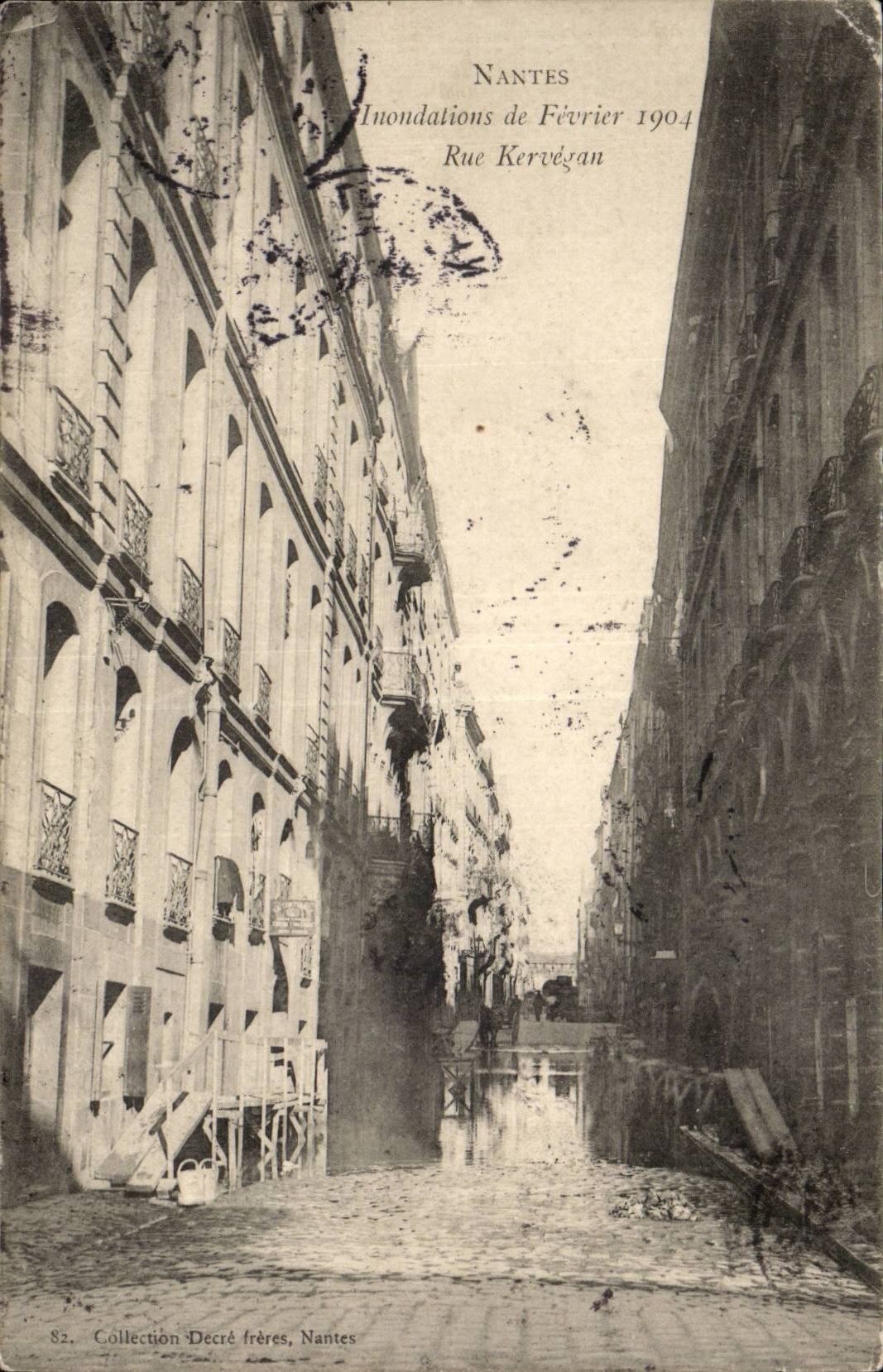 Nantes CPA innondations of February 1904 Street Kervegan