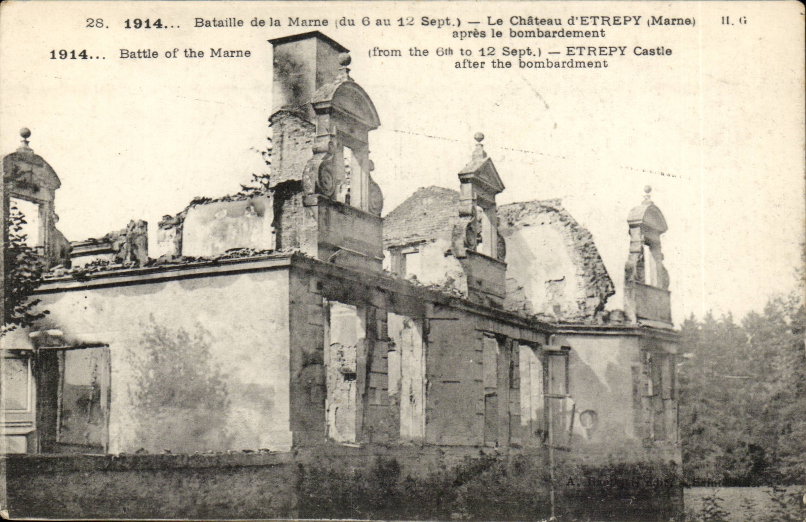 CPA 1914 Battles of the Marne the castle D etrepy after the bombardment