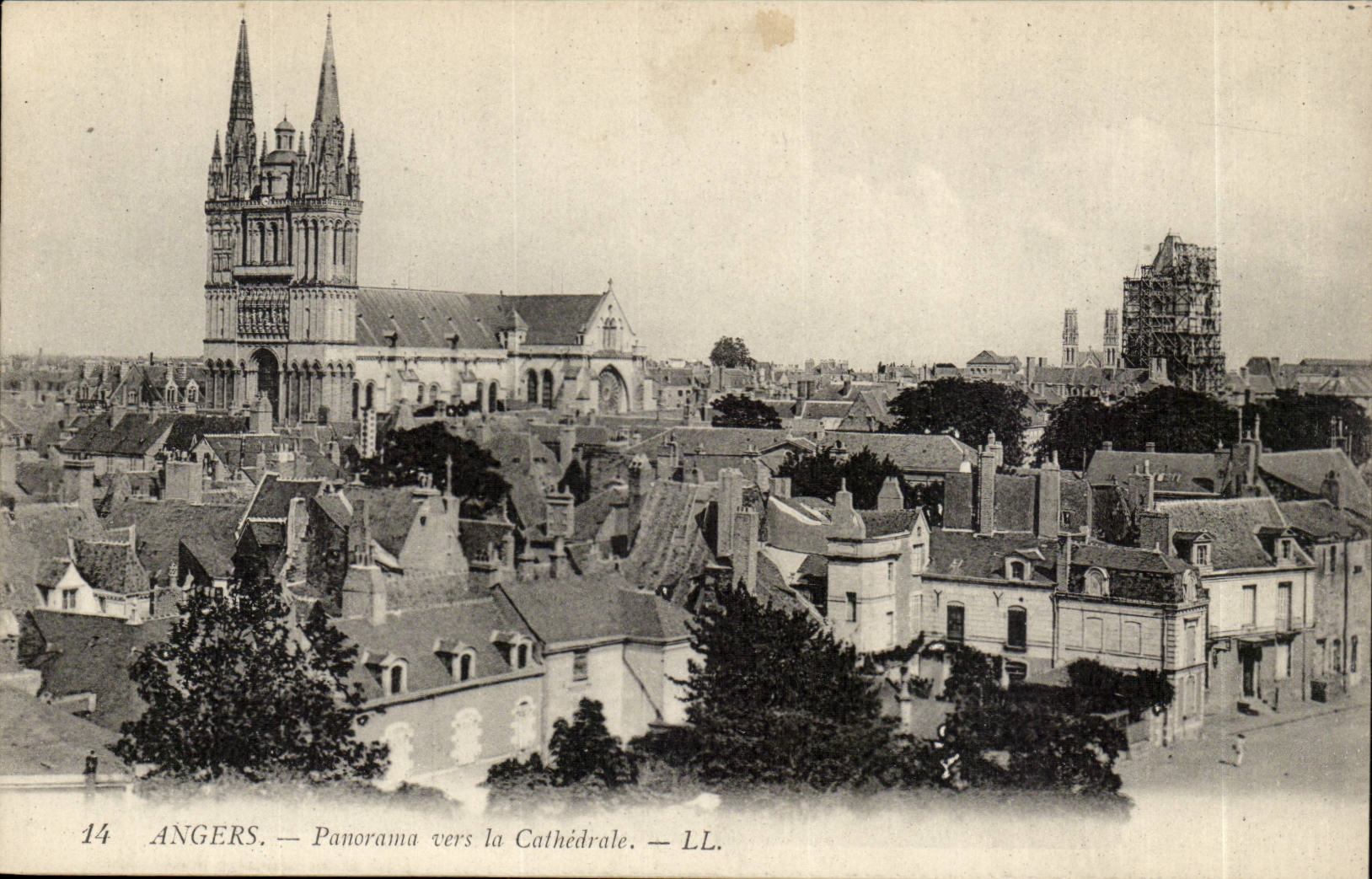 Angers CPA Panorama towards the cathedral