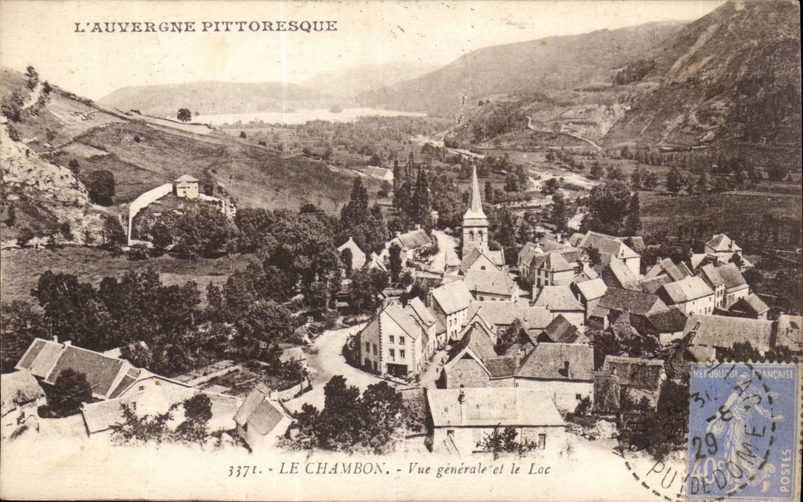 Picturesque Auvergne CPA Chambon View and the lake