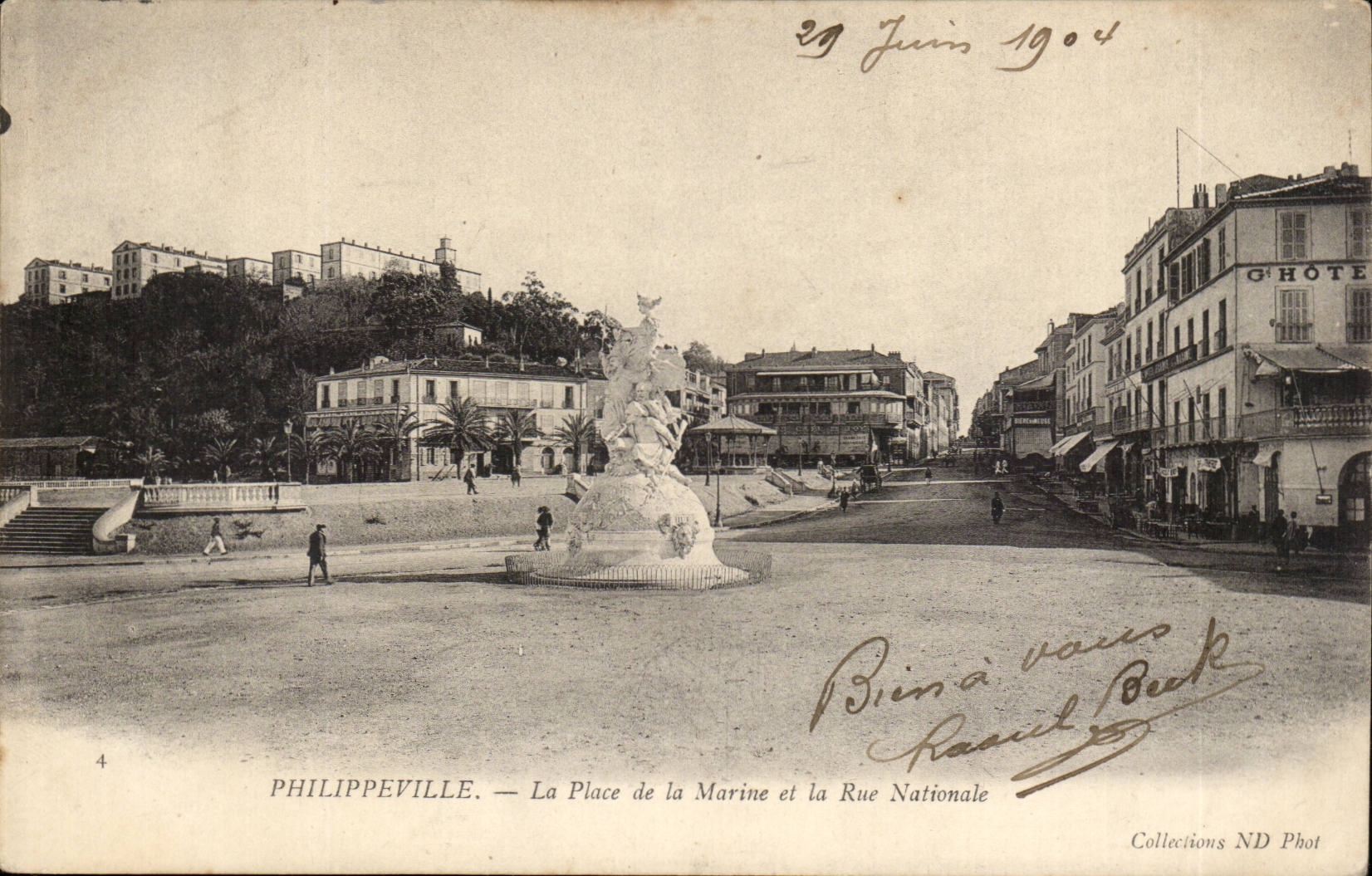 Algerien Philippeville CPA der Ort der Marine und der nationalen Strasse