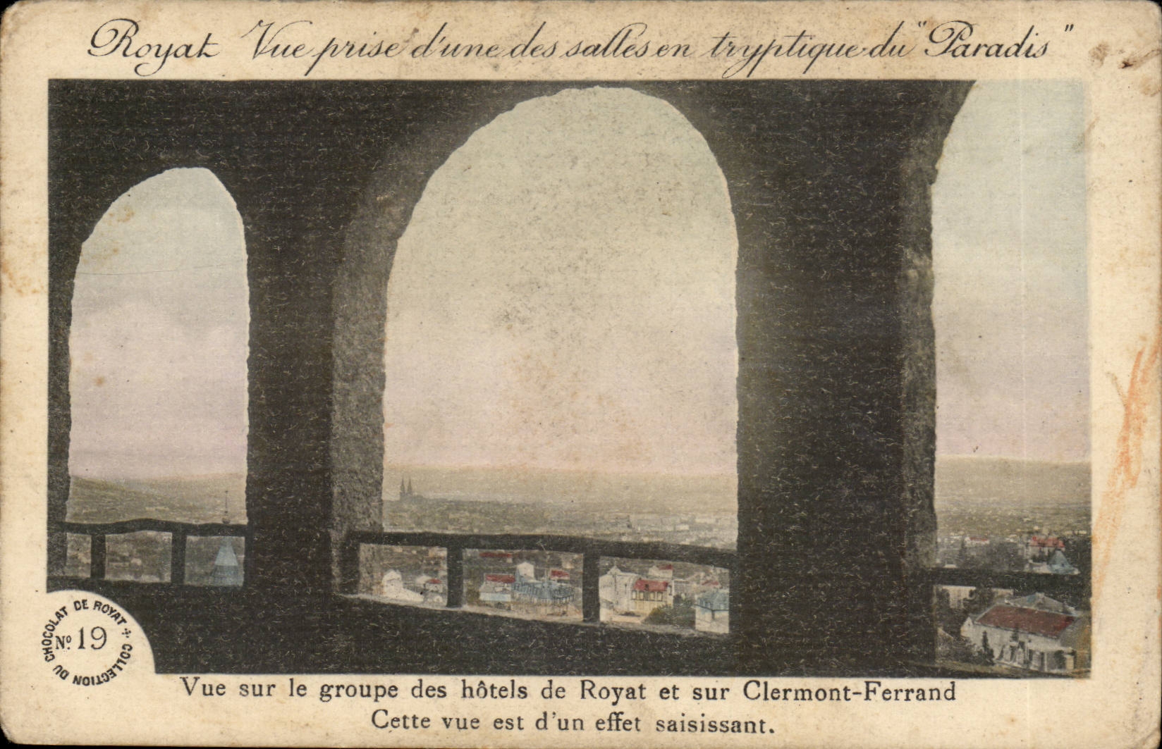 CPA Royat Seen from of one of the rooms into tryptic of the paradise Clermont Ferrand