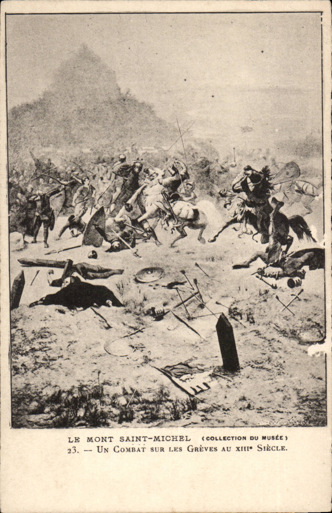 Mont Saint Michel CPA the museum a combat on the strikes with 13th