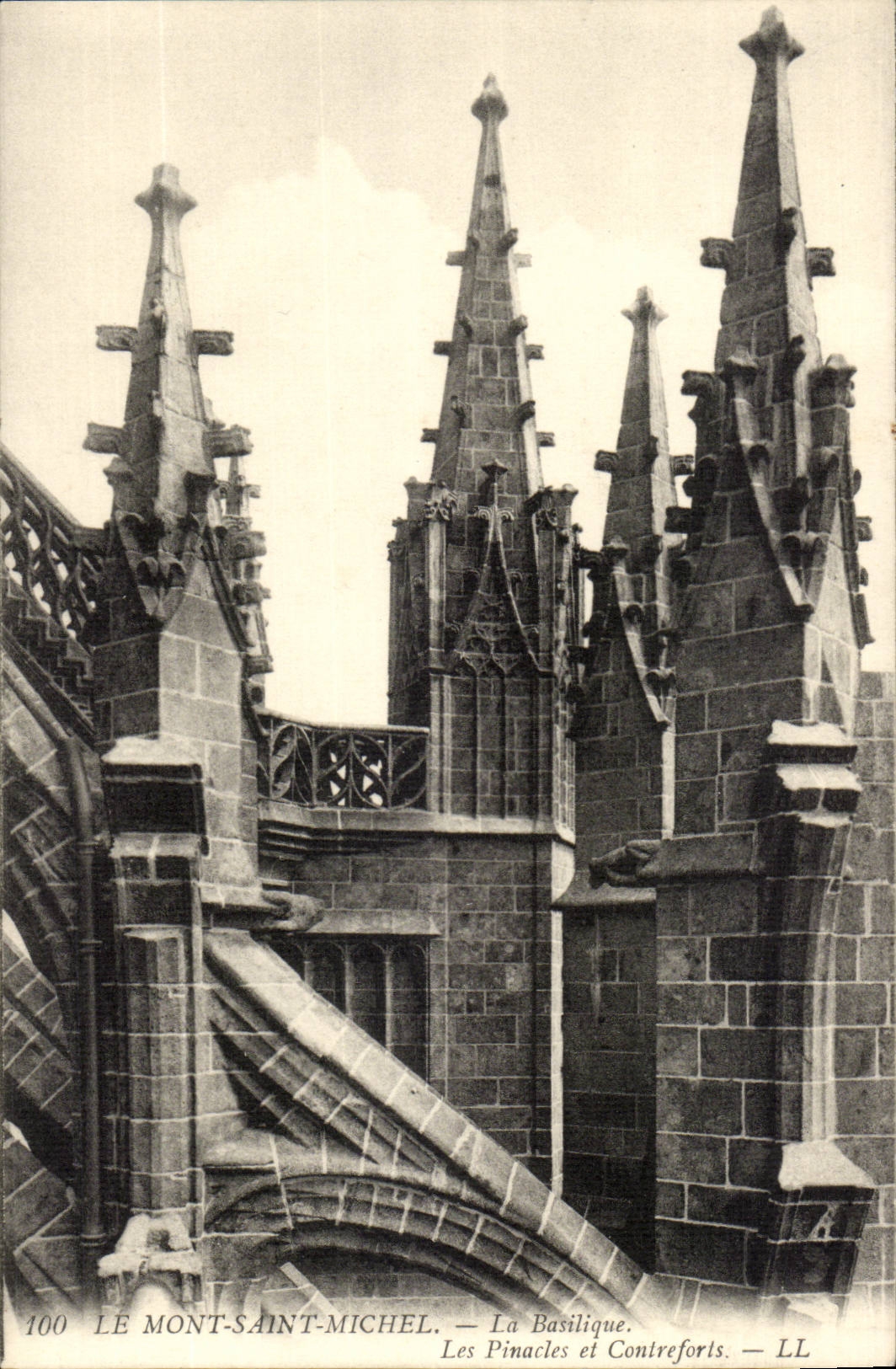 Mont Saint Michel CPA the basilica pinades and buttresses