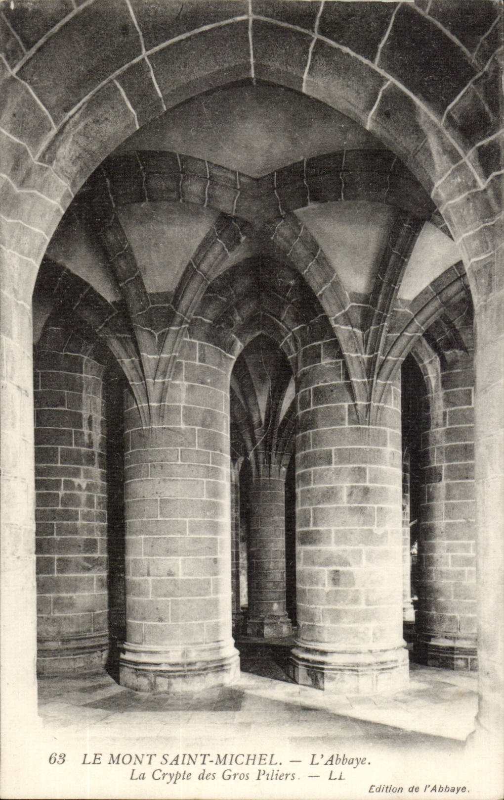 Mont Saint Michel CPA the abbey the crypt of the large pillars