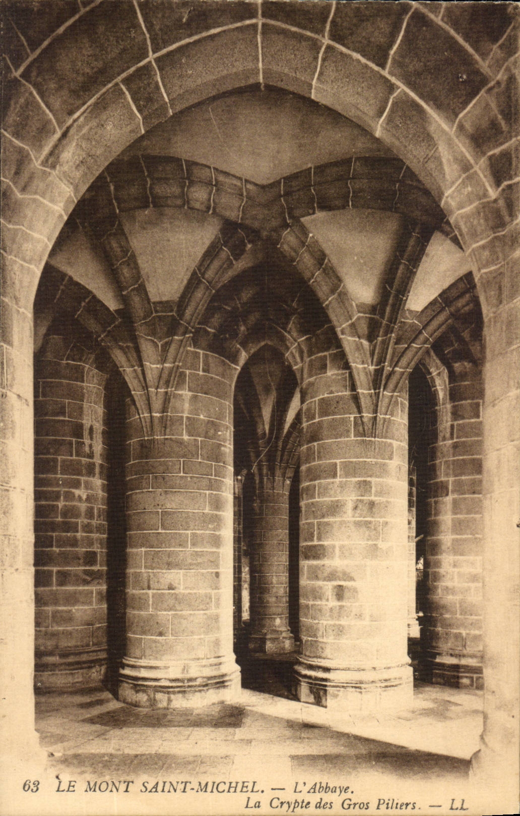 Mont Saint Michel CPA the abbey the crypt of the large pillars