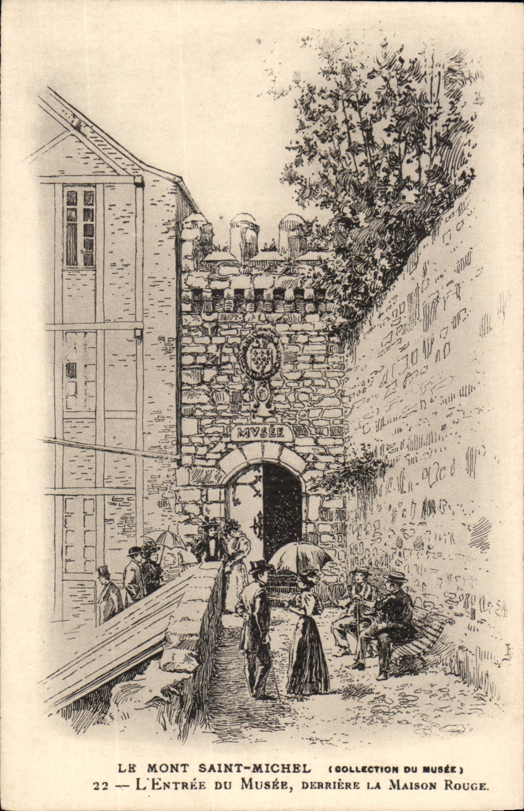 Mont Saint Michel CPA Entering of the museum Behind the red house