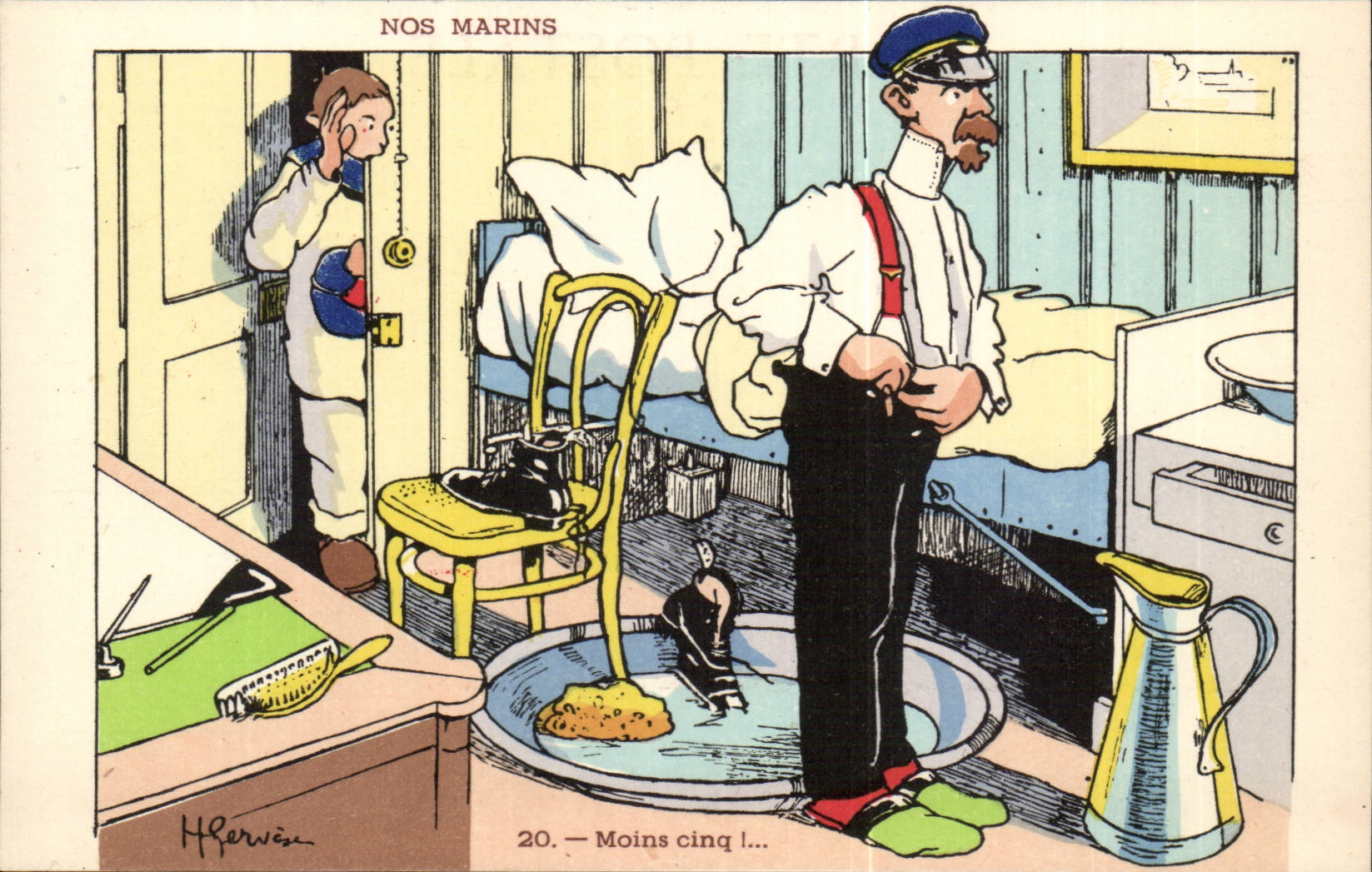 Our Sailors-Less five --boat-CPA Gervese Illustrator