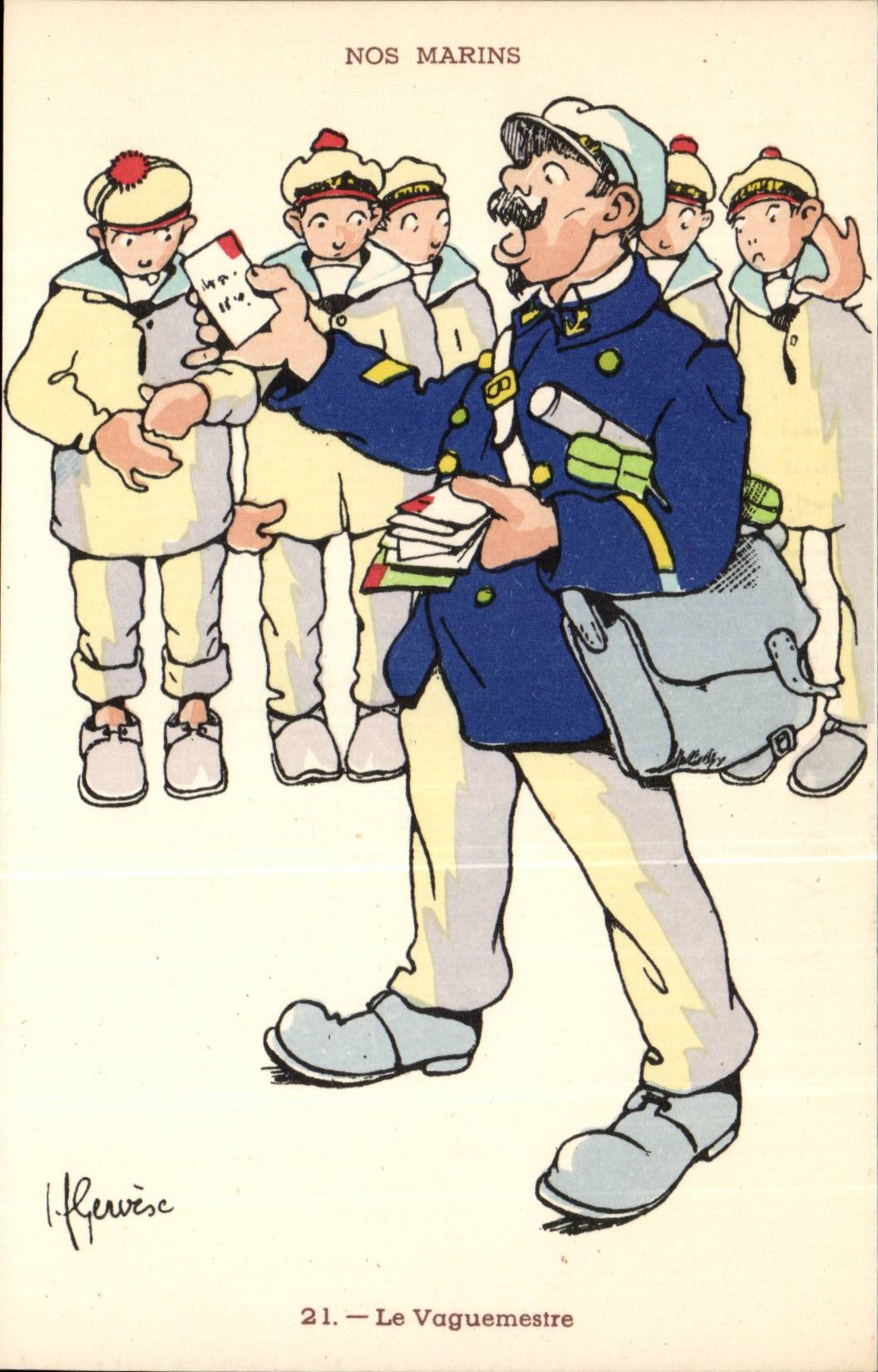 Our Sailors it Post orderly-boat-CPA Gervese Illustrator