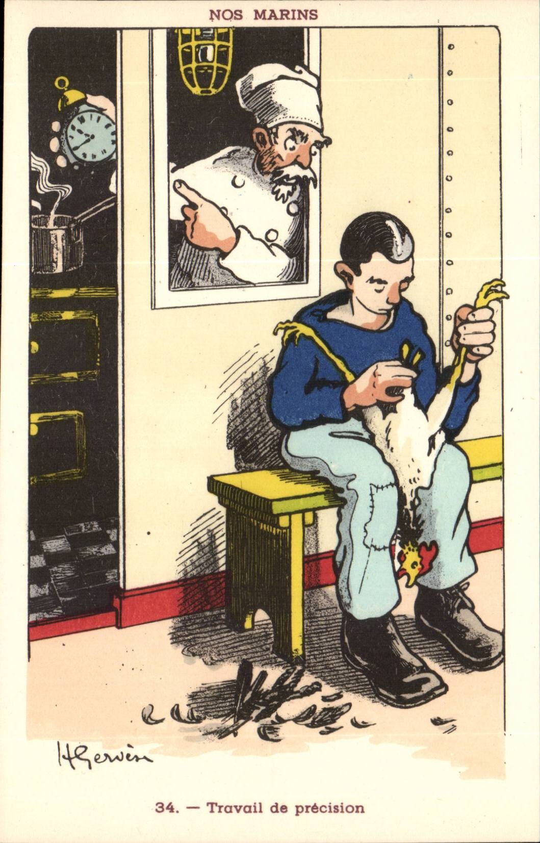 Our Sailors Work of the Precision-chicken-boat-CPA Gervese Illustrator