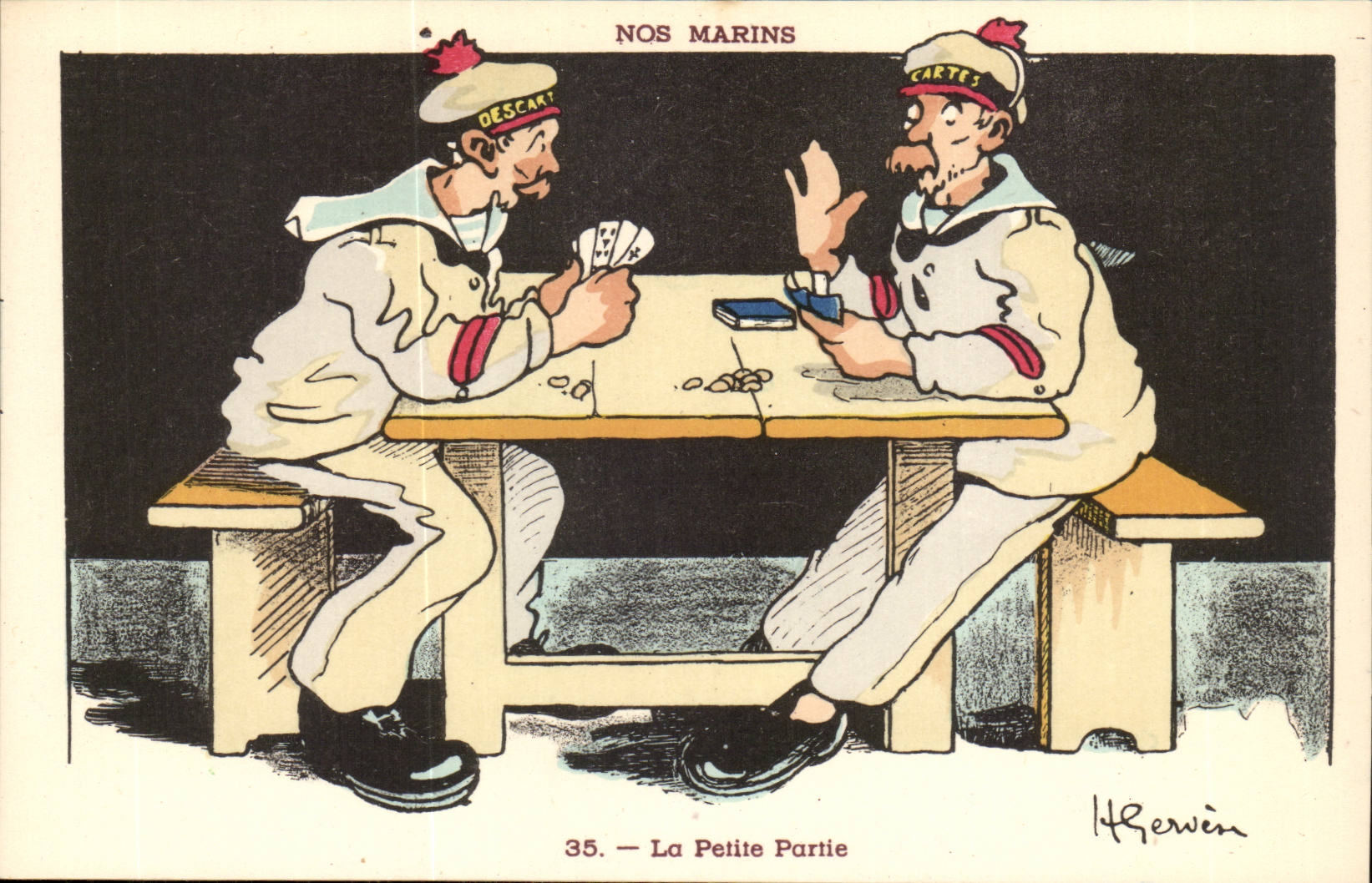 Our Sailors Small Part-play of chart-boat-CPA Gervese Illustrator