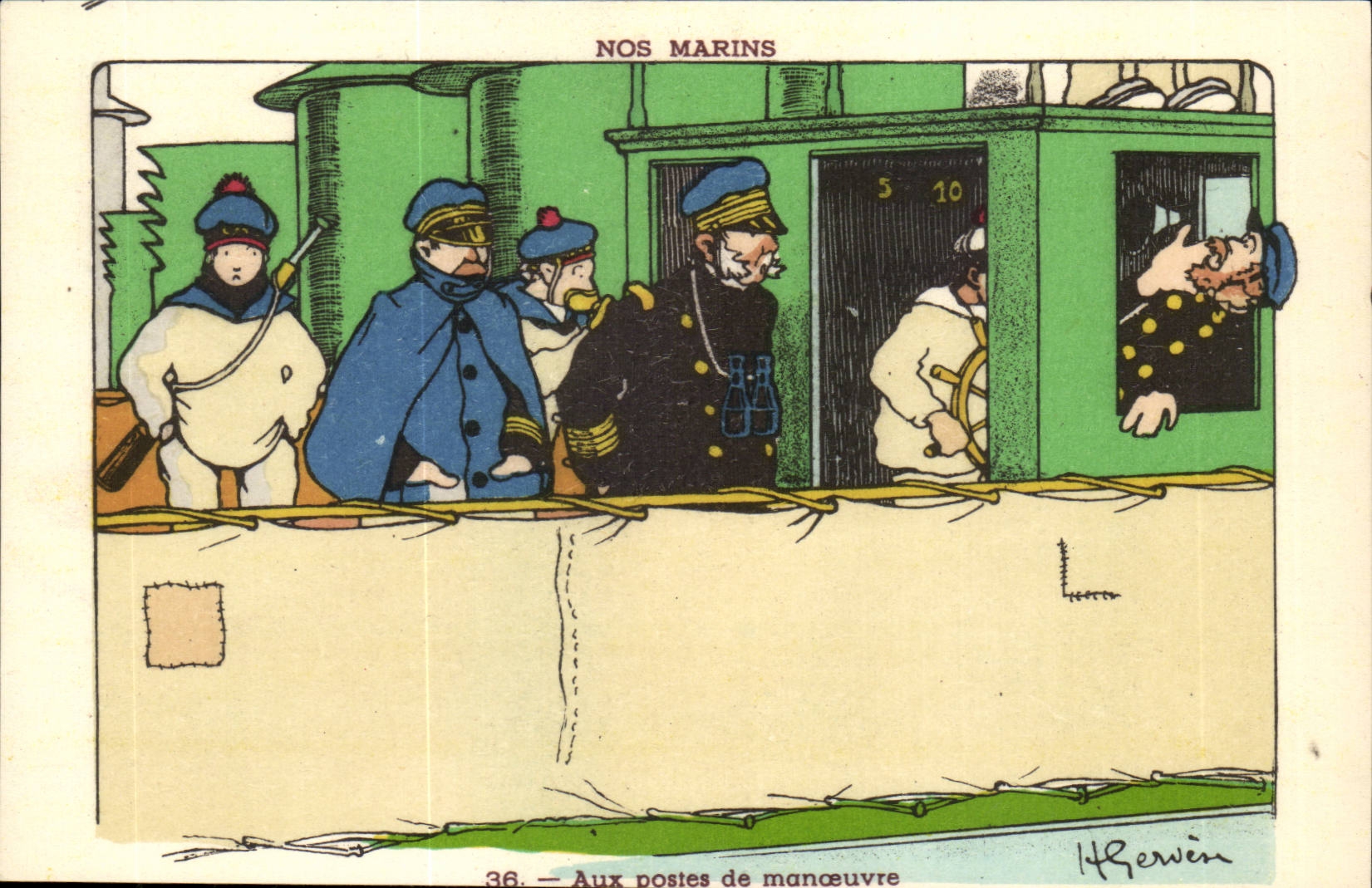 Our Sailors At the stations of operation-boat-CPA Gervese Illustrator
