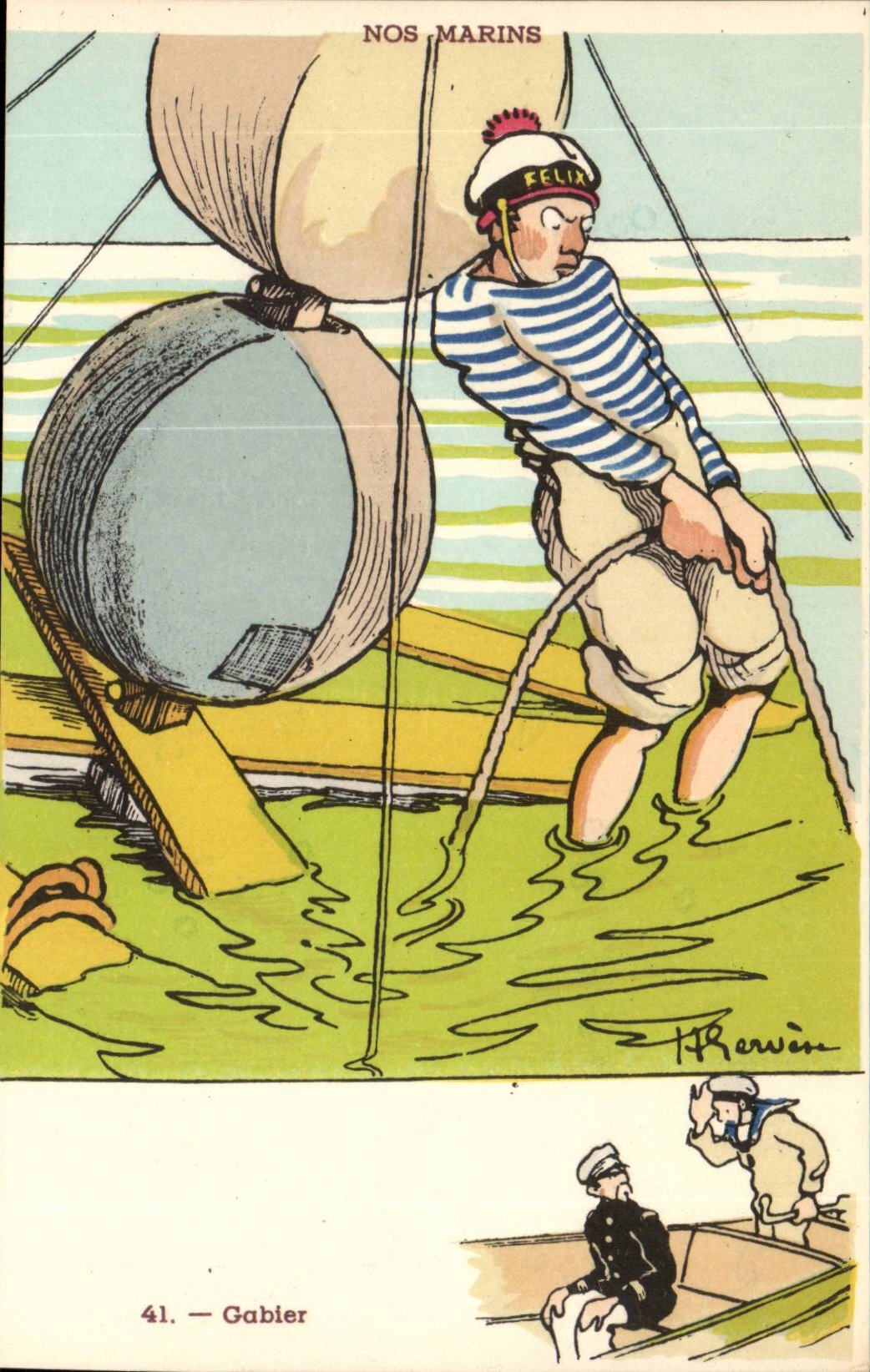 Our Sailors Gabier-boat-CPA Gervese Illustrator