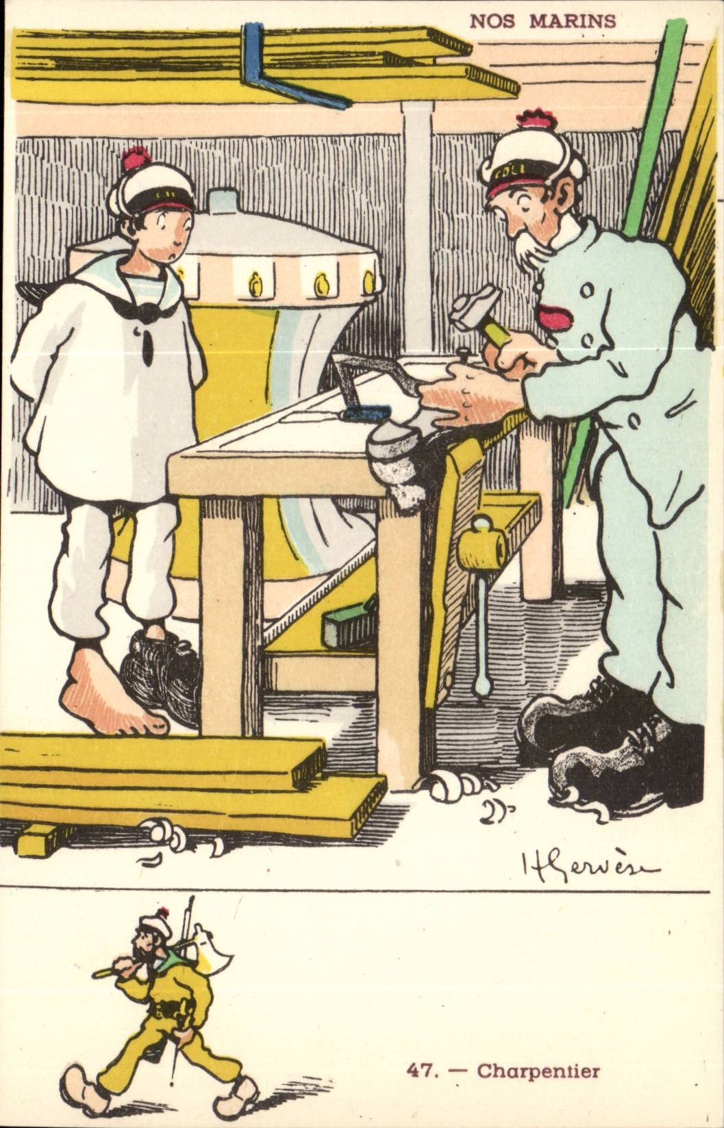 Our Sailor-Carpenter-boat-CPA Gervese Illustrator