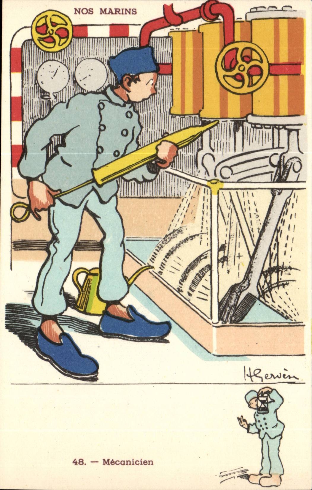 Our Sailor-Mechanic-boat-CPA Gervese Illustrator