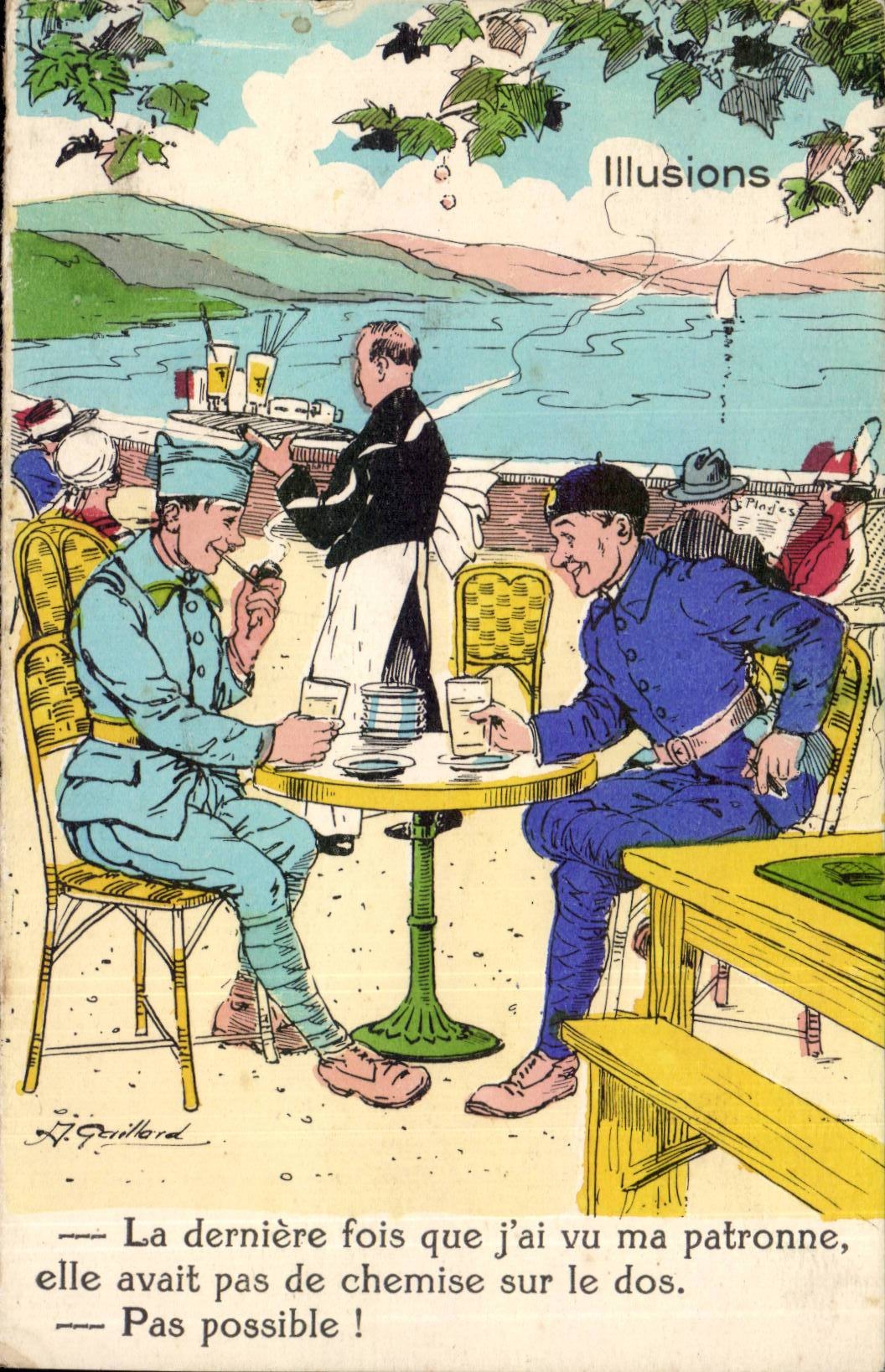 Fantasy - Fantasy CPA the dernire time that J saw my owner it N did not have a shirt on the back Militaria Humor