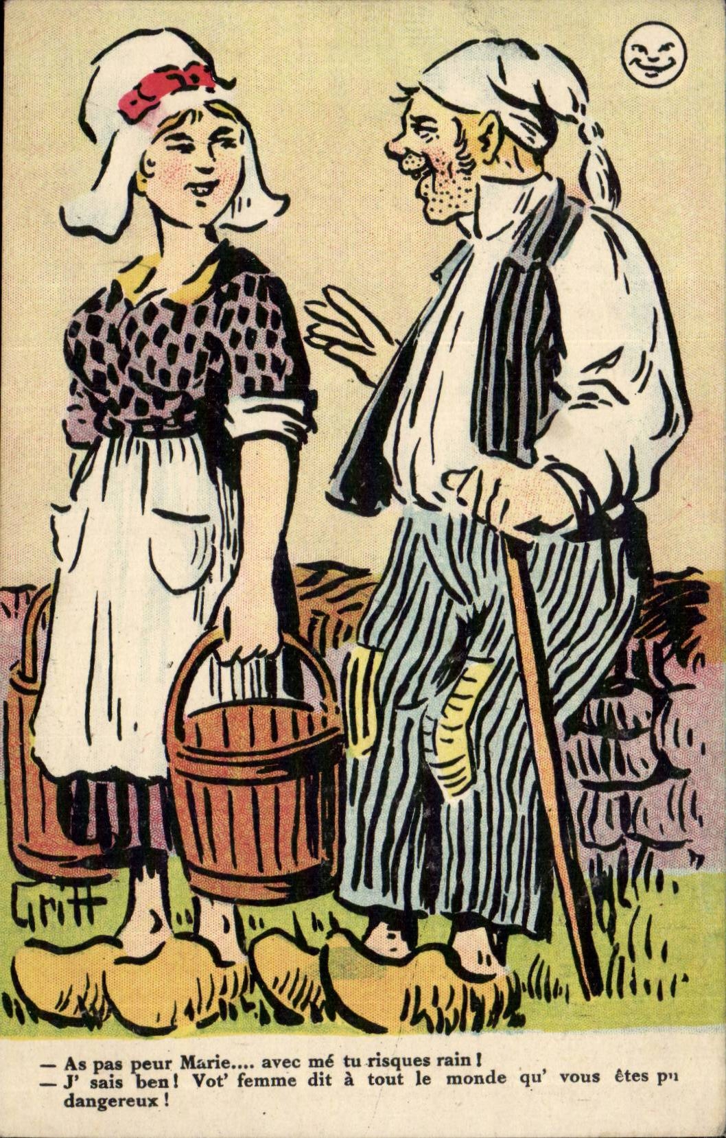 Fantaisie - Fantasy CPA As pas peur Marie Illustrateur Humour