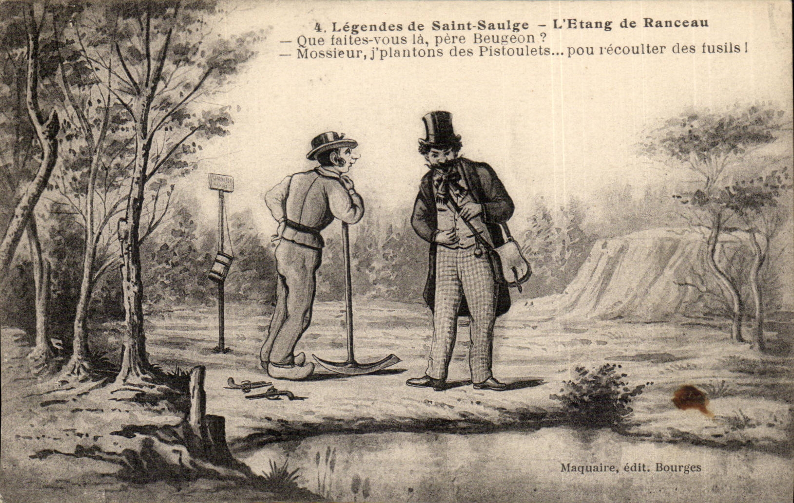 Fantasy - Fantasy CPA Legends of Saint Saulge L pond of Ranceau father Beugeon Pistoulets