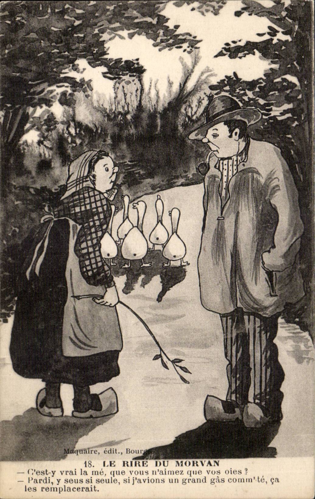 Fantaisie - Fantasy CPA Le rire du Morvan Oies Humour