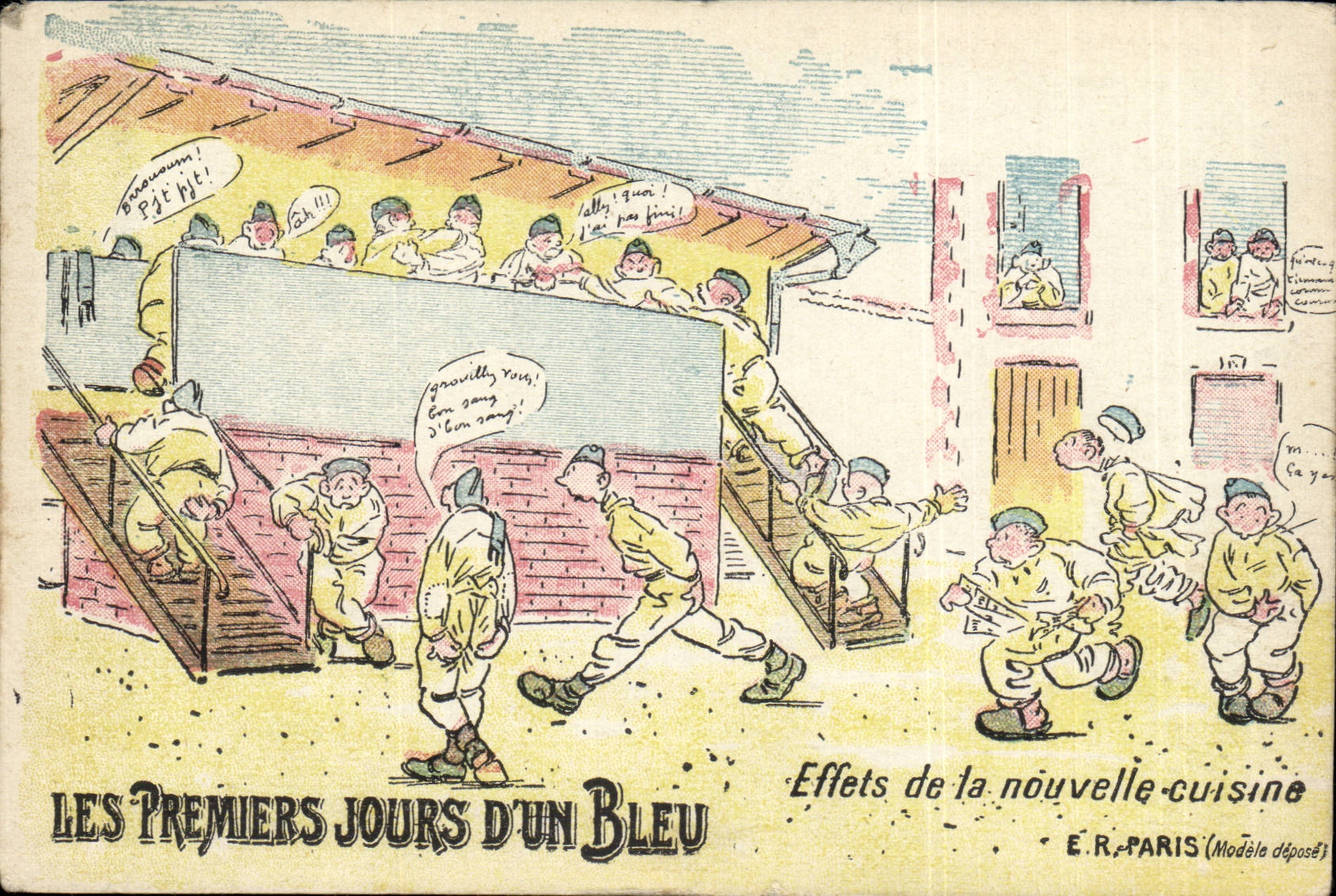 CPA Militaria first days of a blue Effects of the new kitchen Humor Illustrator