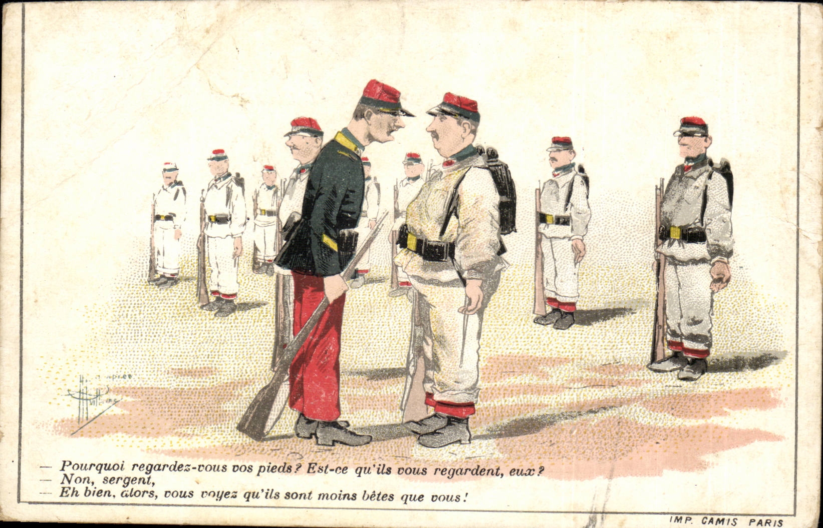 Fantasy CPA Militaria Why look at your feet Illustrateur Lorivant