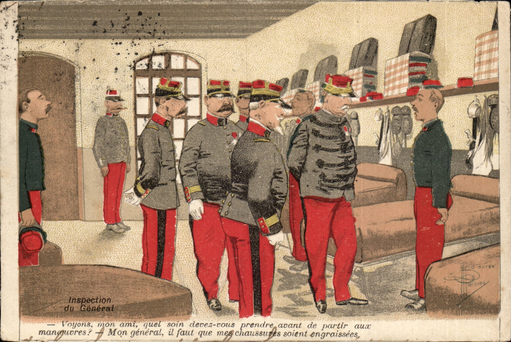 Fantasy CPA Militaria Inspection of the general one