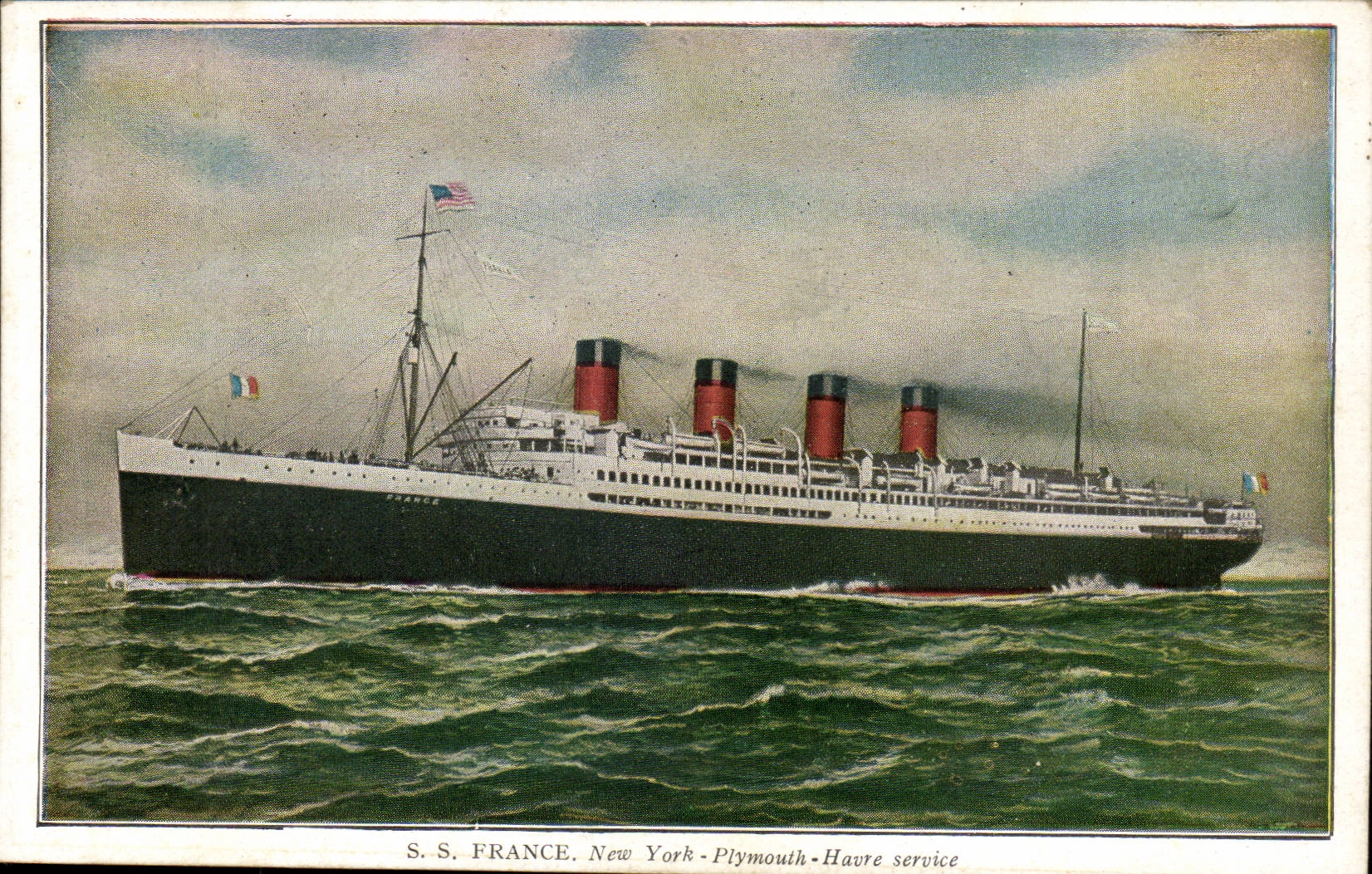 CPA Boat S FRA NCE New York Plymouth Transatlantic Harbor service Steamer