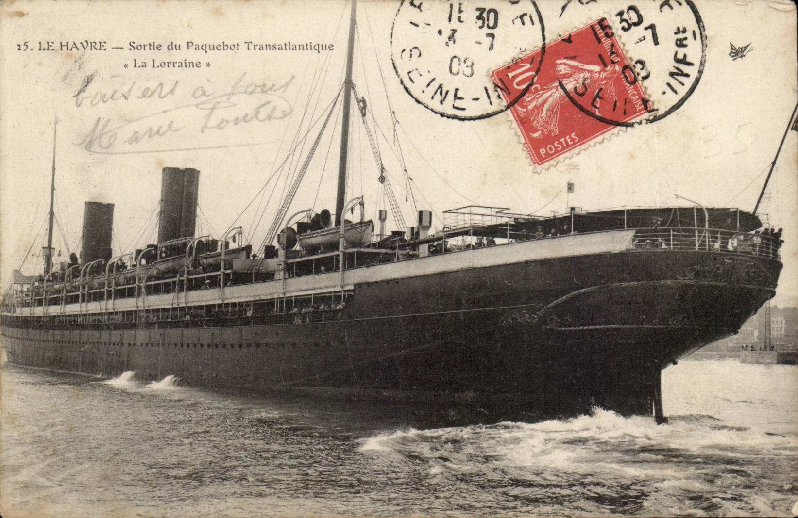 CPA Boat S Le Havre Left of Transatlantic Touraine Steamer French Line