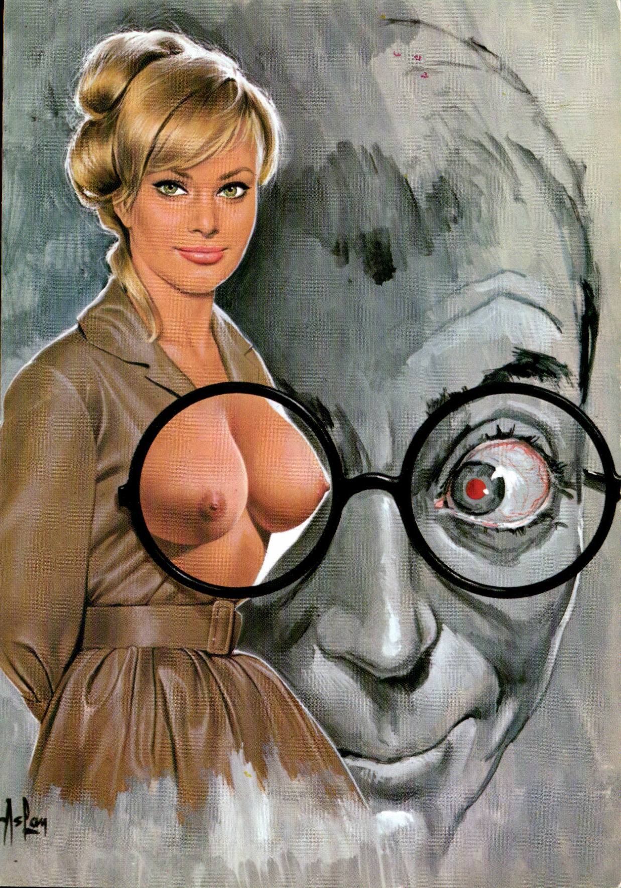 CPM Erotique Femme Nu d'Aslan Helga lunettes magiques